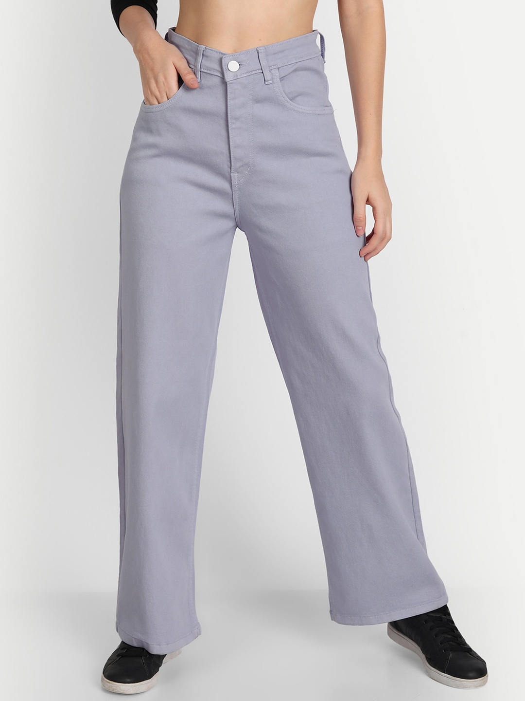 

AngelFab Women Relaxed Fit Mid-Rise Cotton Jeans, Purple