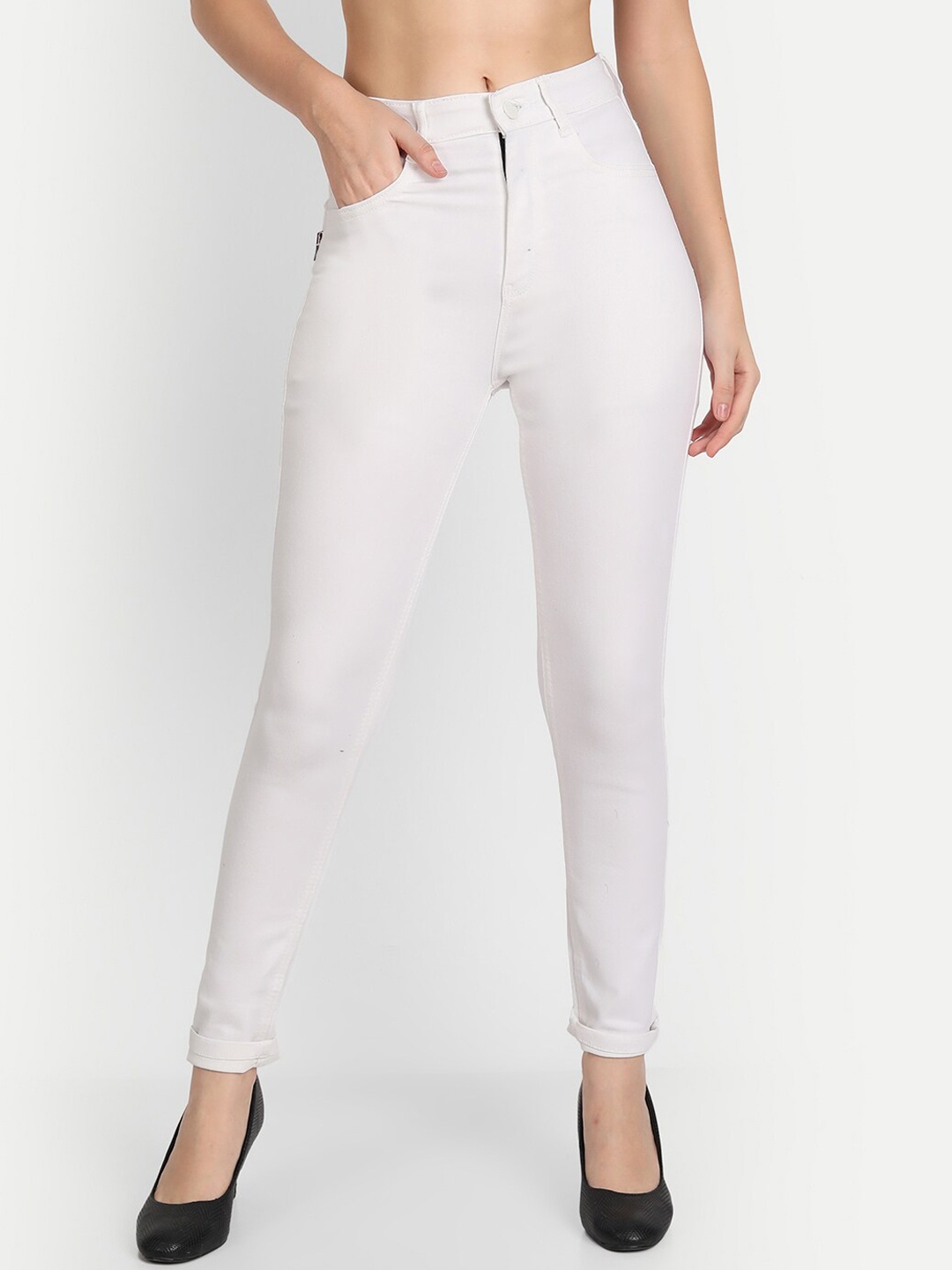 

AngelFab Women Skinny Fit Mid-Rise Stretchable Jeans, White