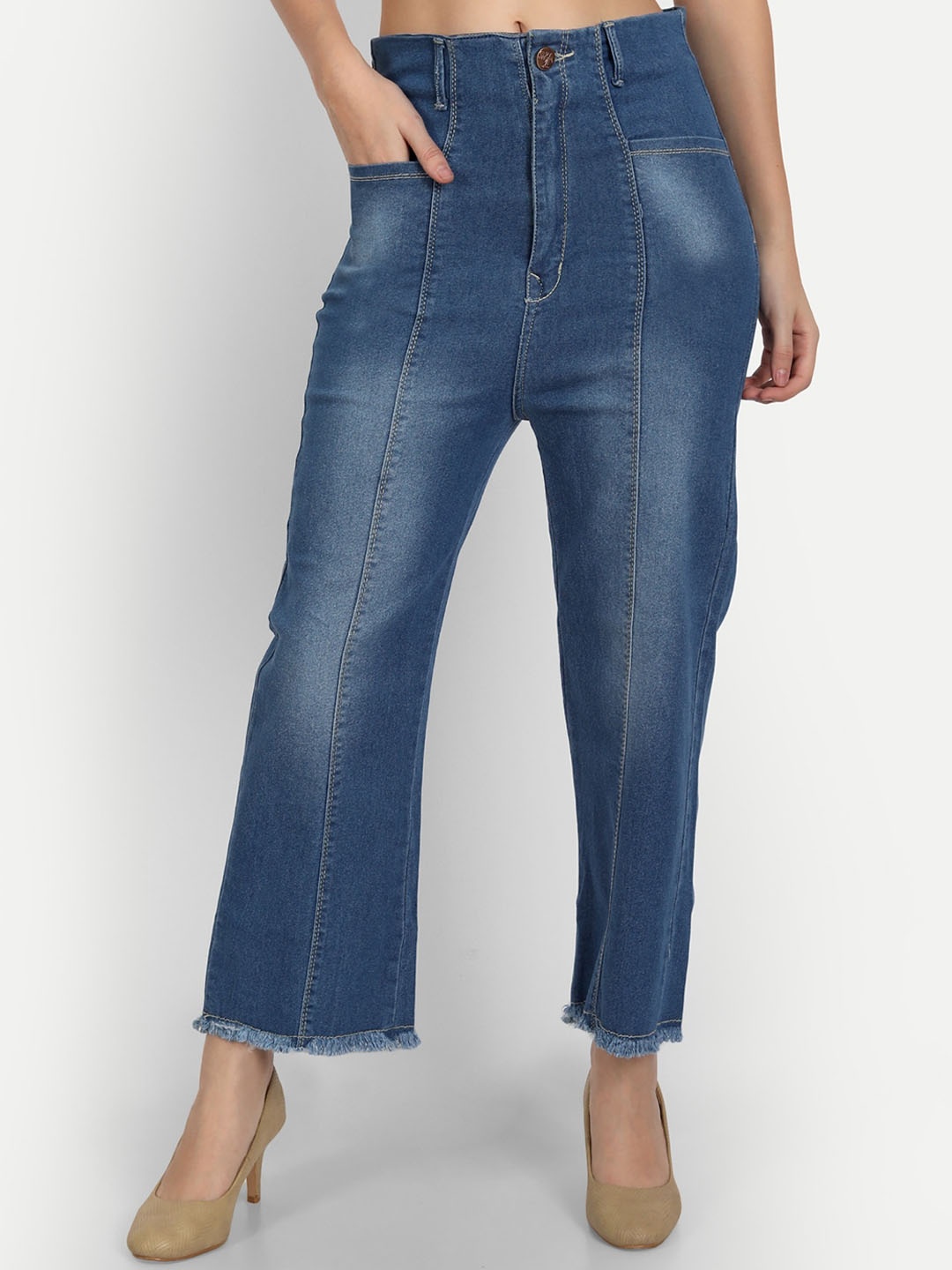 

AngelFab Women Jean Relaxed Fit Light Fade Jeans, Blue