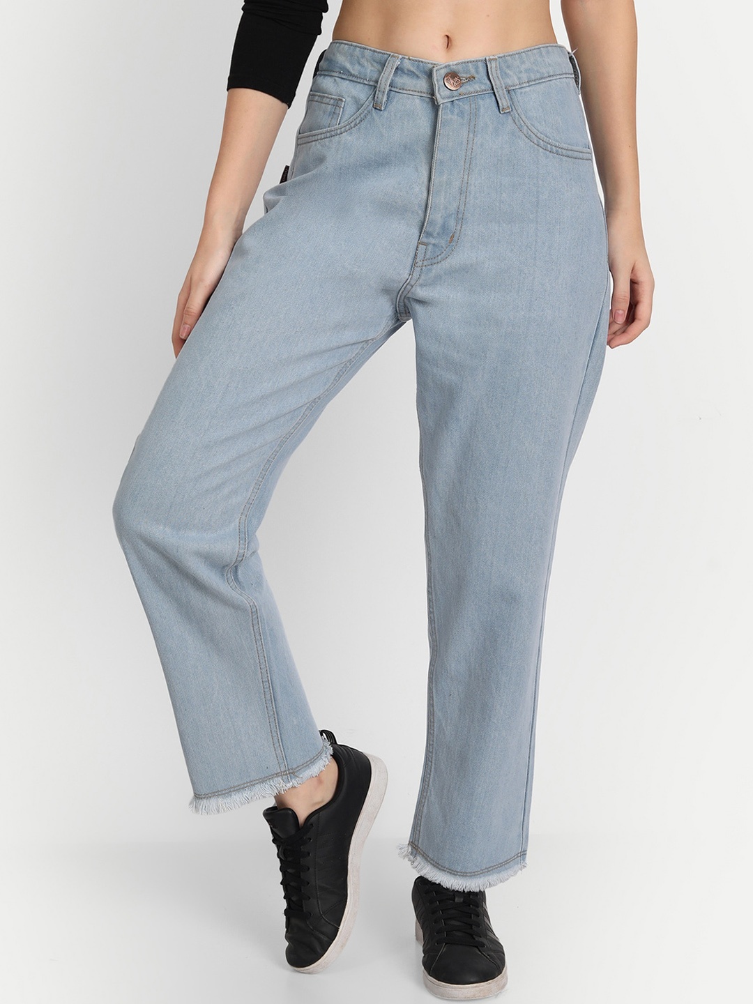 

AngelFab Women Jean Straight Fit Mid-Rise Jeans, Blue