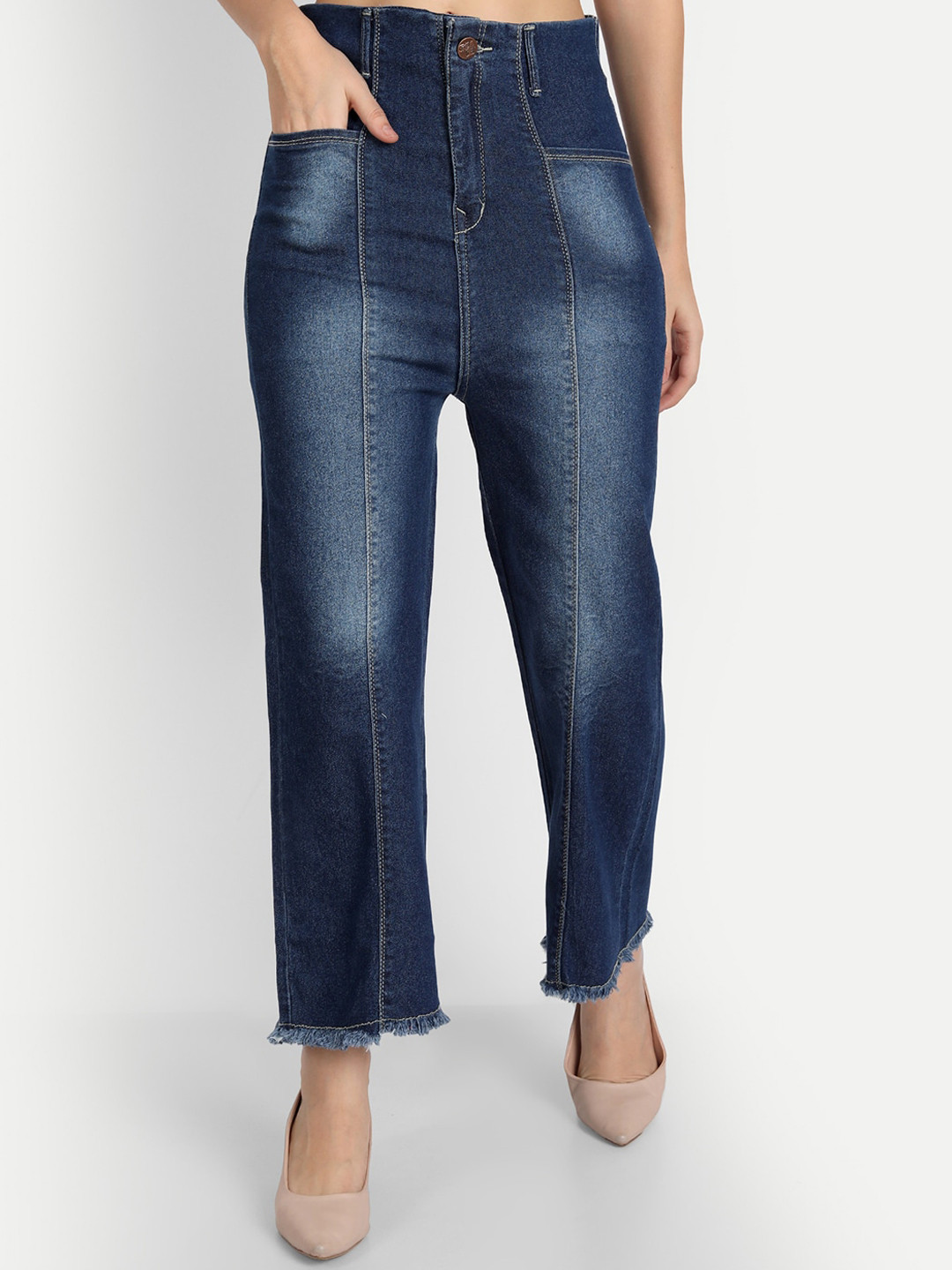 

AngelFab Women Jean Relaxed Fit Light Fade Jeans, Blue
