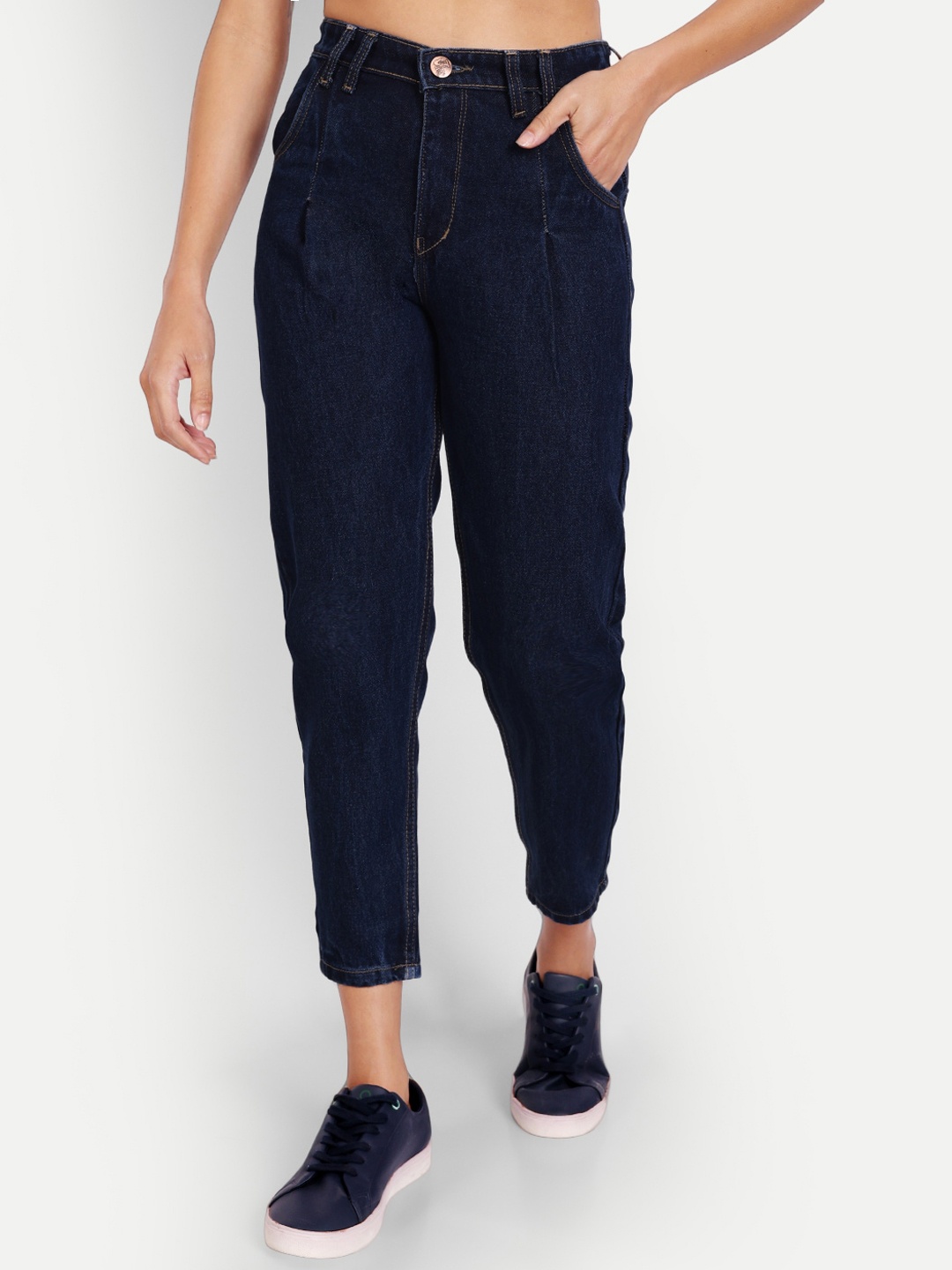 

AngelFab Women Straight Fit Mid-Rise Cotton Jeans, Blue