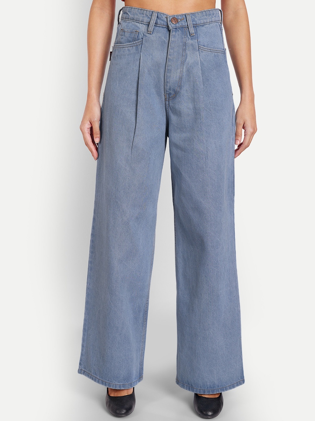 

AngelFab Women Relaxed Fit Mid-Rise Cotton Jeans, Blue