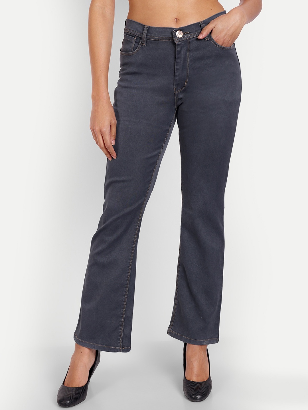 

AngelFab Women Jean Bootcut Stretchable Jeans, Grey