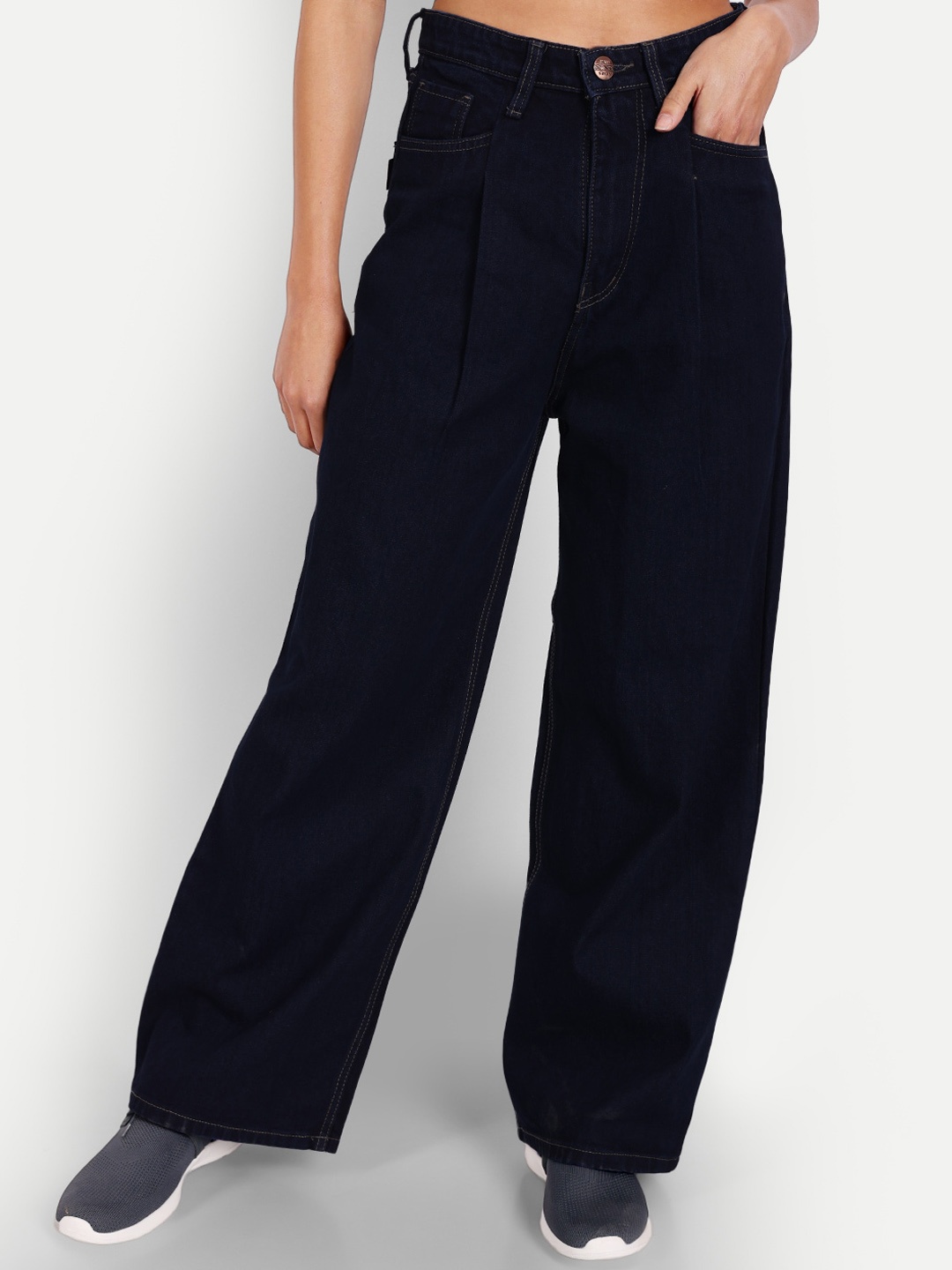 

AngelFab Women Jean Relaxed Fit Jeans, Navy blue