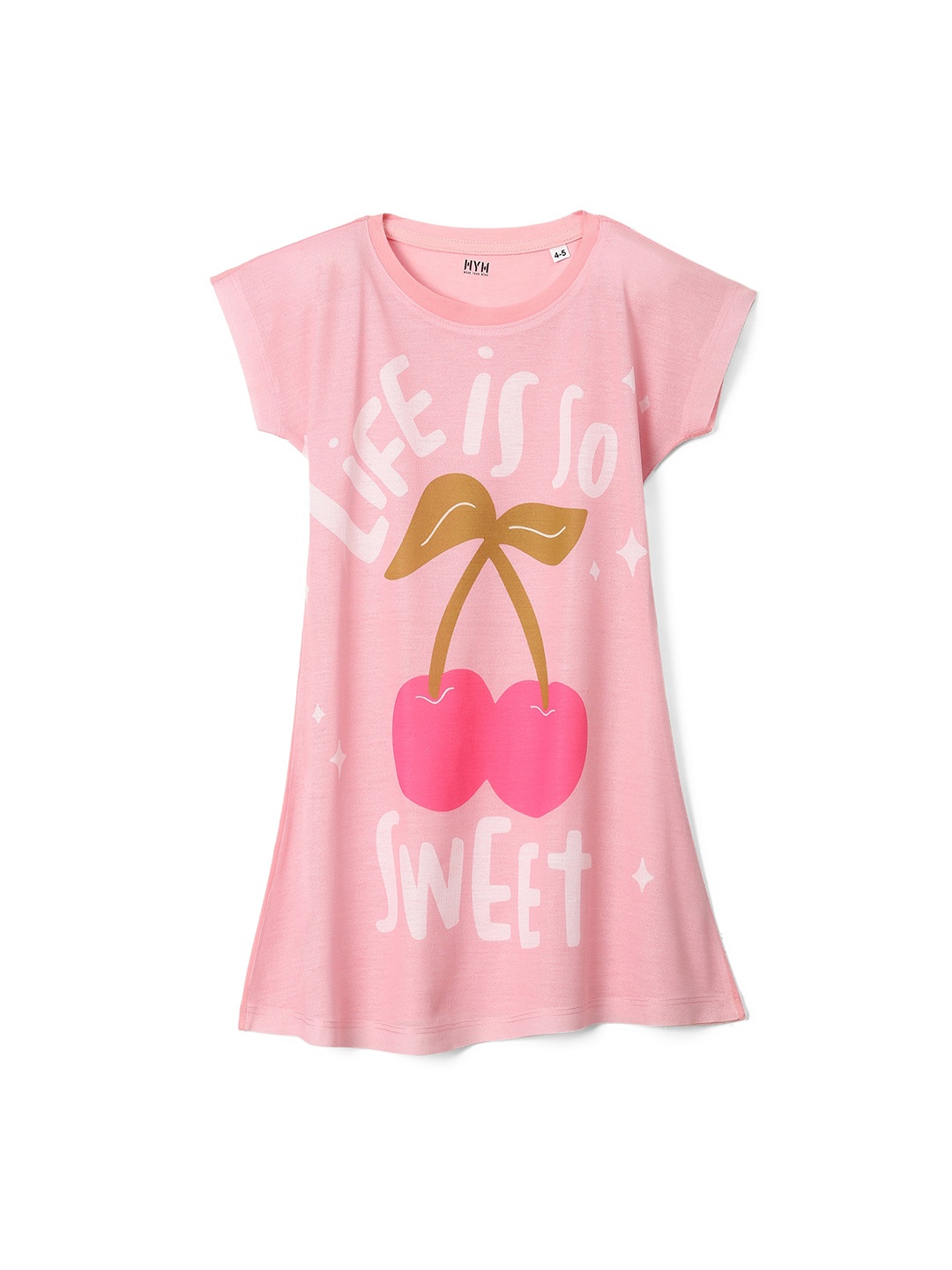 

Wear Your Mind Girls Graphic Printed T-shirt Dress, Pink