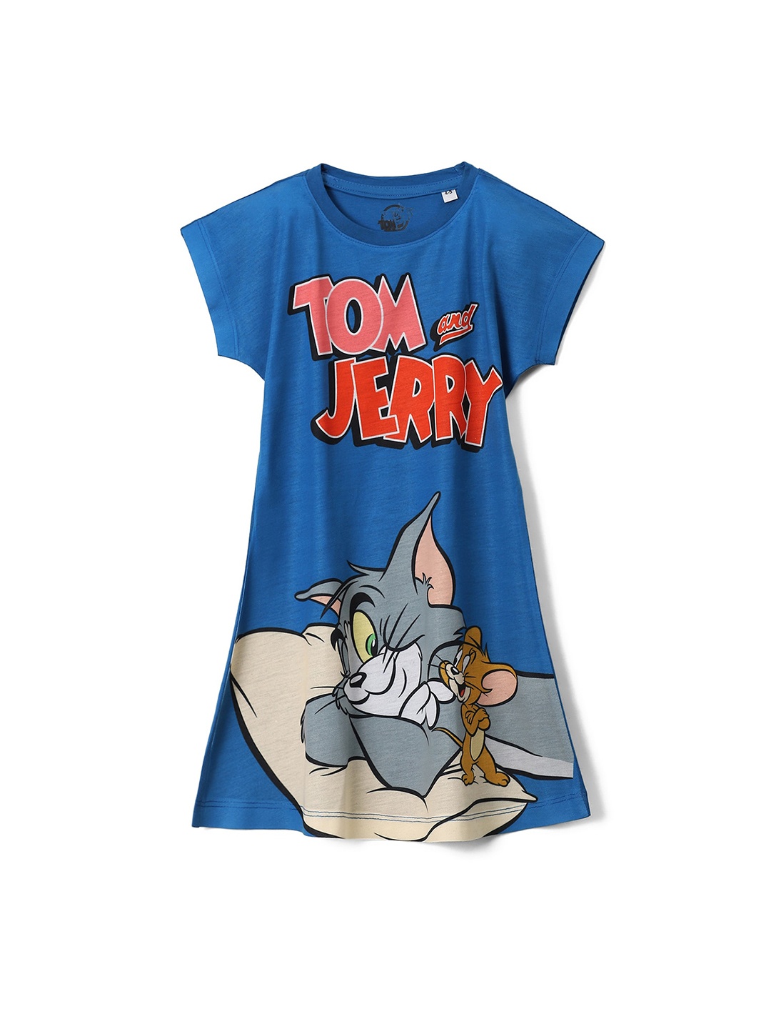 

Wear Your Mind Girls Graphic Printed Cotton T-shirt Dress, Blue