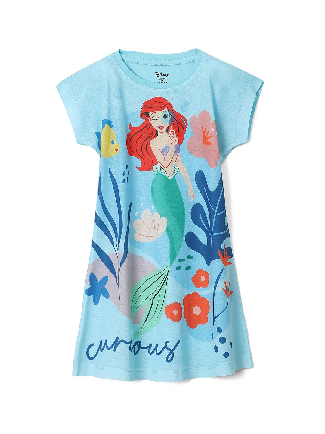 

Wear Your Mind Girls Ariel Printed Cotton T-shirt Dress, Blue