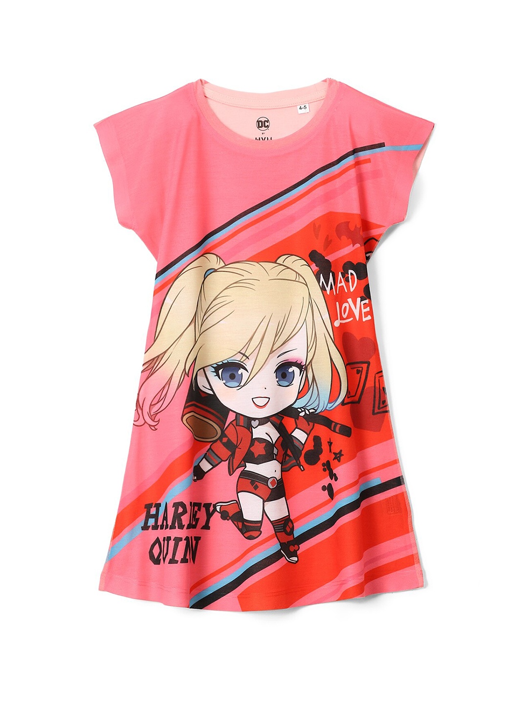 

Wear Your Mind Girls Graphic Printed Cotton A-Line Dress, Pink