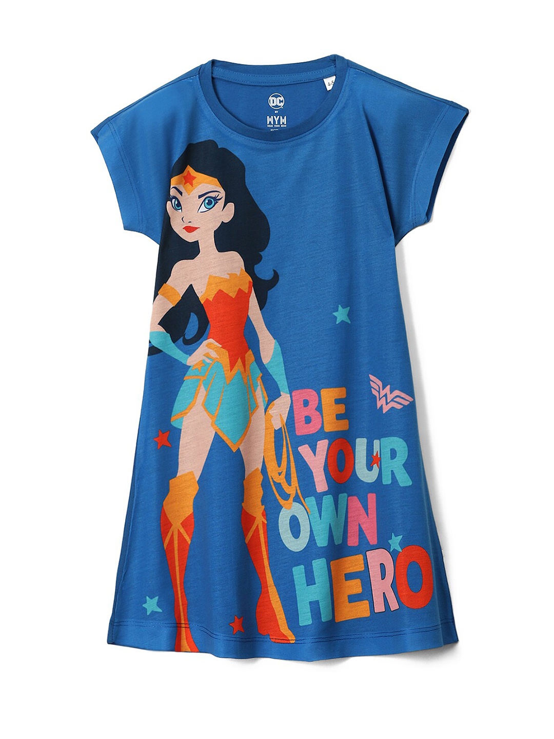 

Wear Your Mind Girls Wonder Woman Printed T-shirt Dress, Blue