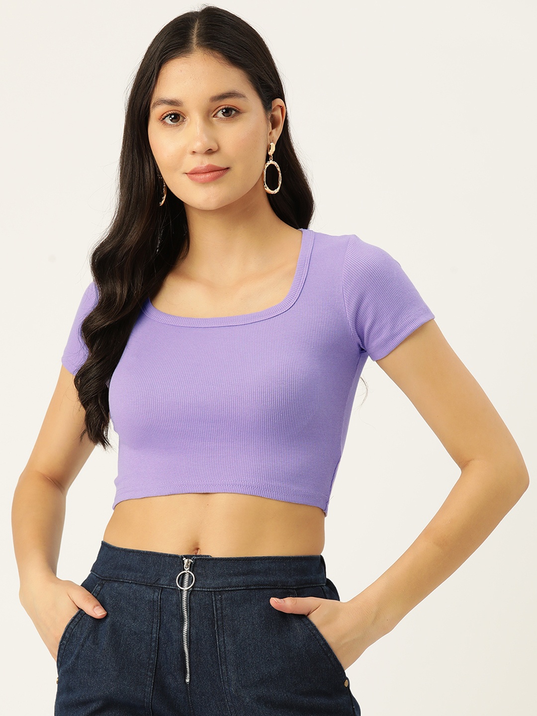 

Malachi Square Neck Pure Cotton Fitted Top, Lavender
