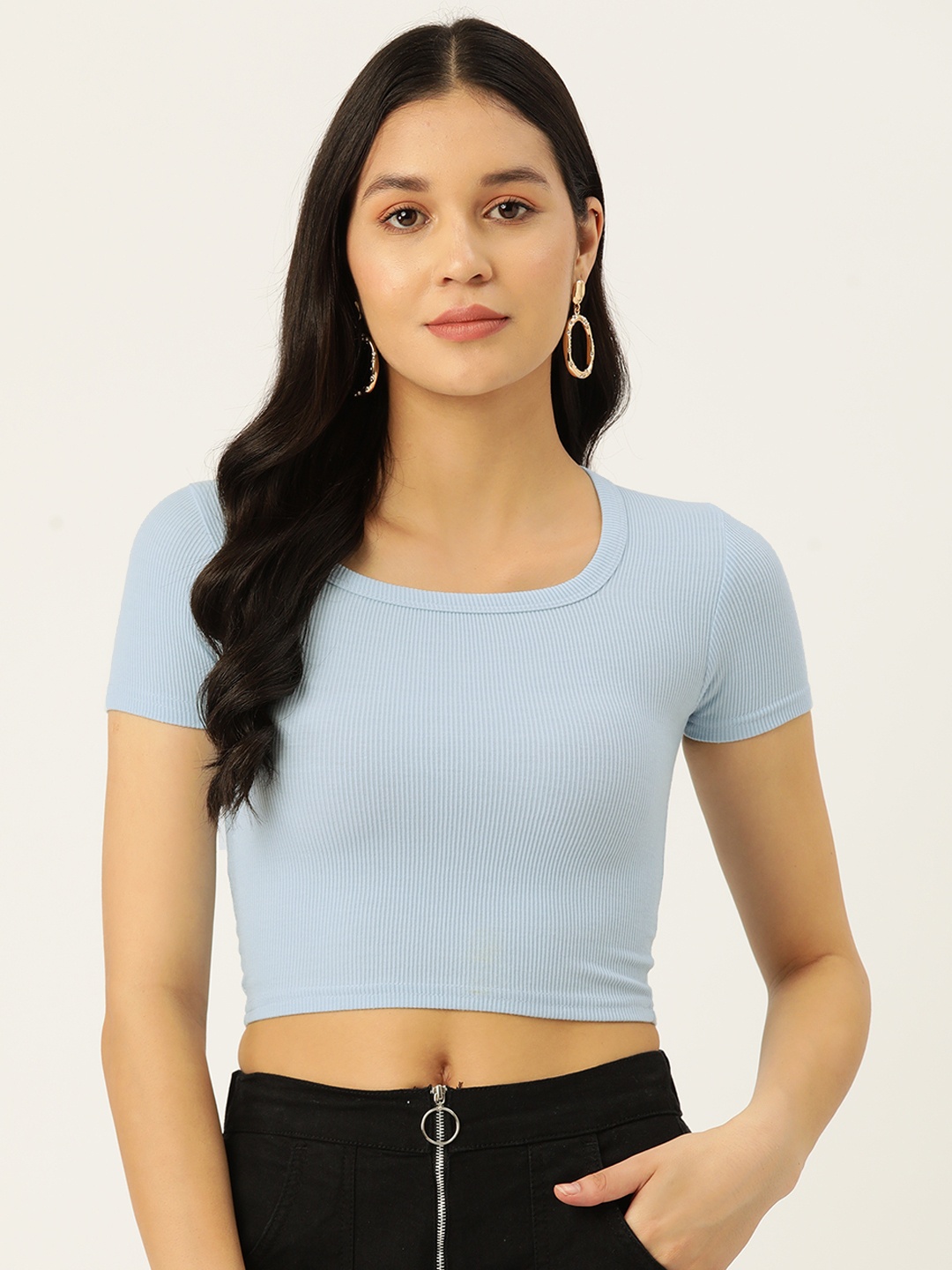 

Malachi Square Neck Pure Cotton Fitted Top, Blue