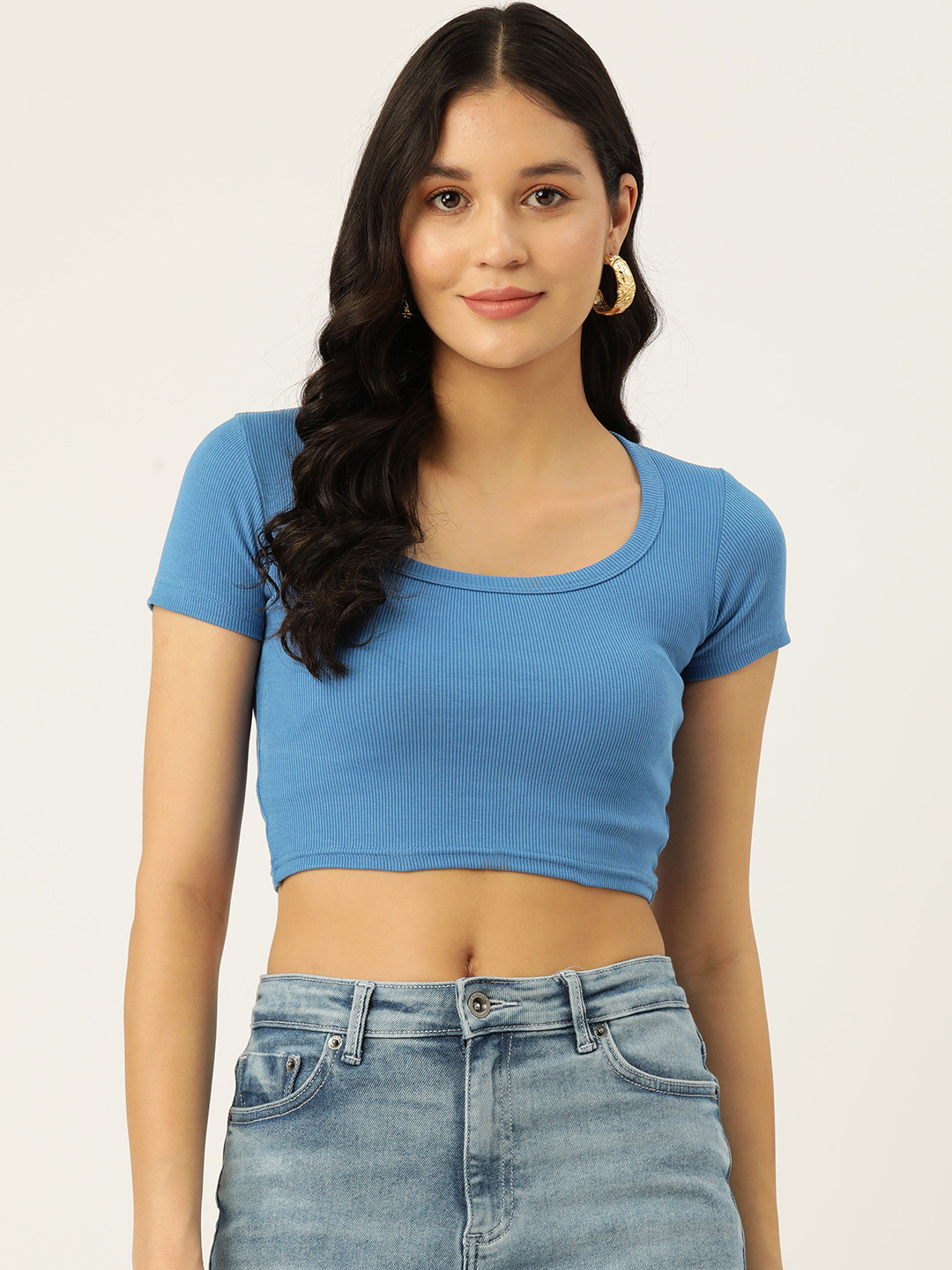 

Malachi Square Neck Pure Cotton Fitted Top, Blue