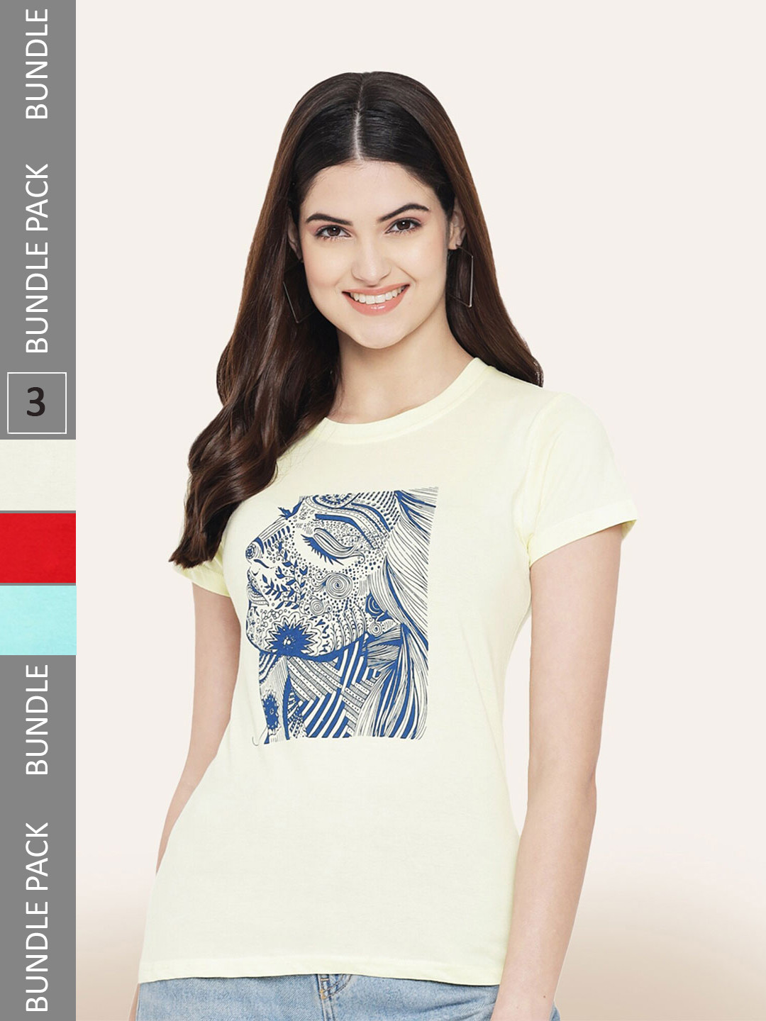 

BAESD Pack Of 3 Graphic Printed Cotton T-shirt, Off white