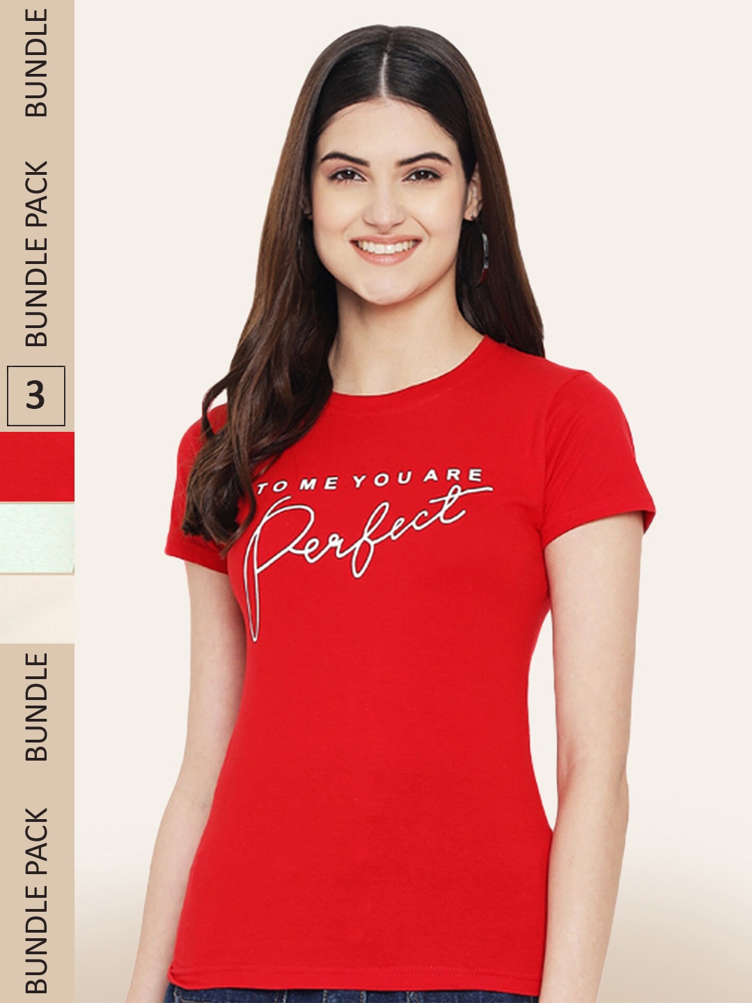 

BAESD Pack Of 3 Typography Printed Cotton T-shirt, Red