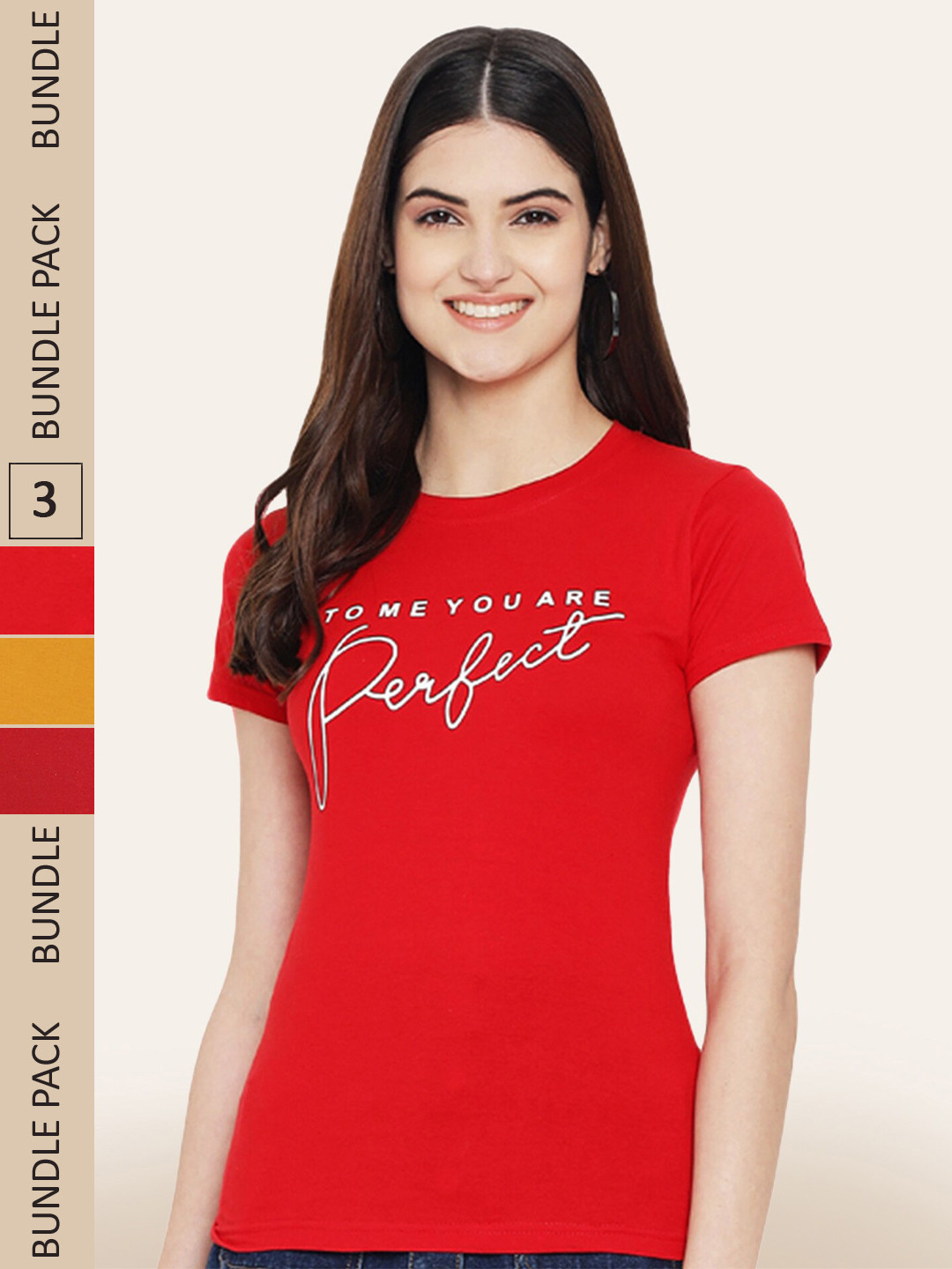 

BAESD Pack Of 3 Printed Cotton T-shirts, Red