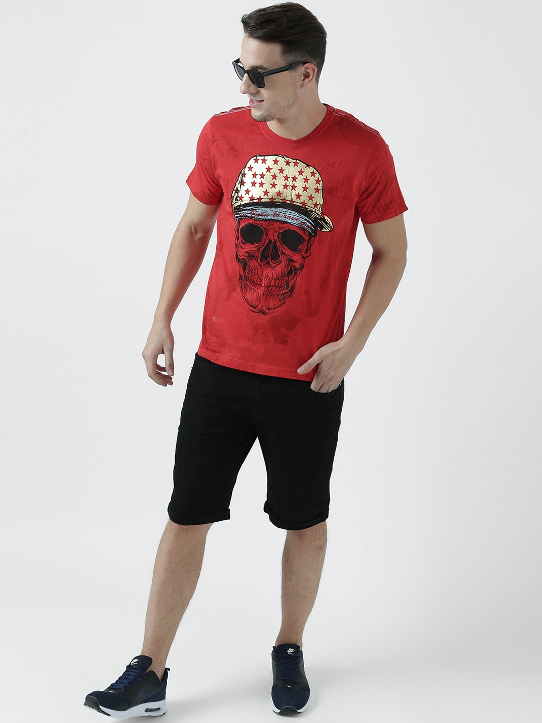 

Huetrap Men Red Printed Round Neck T-shirt