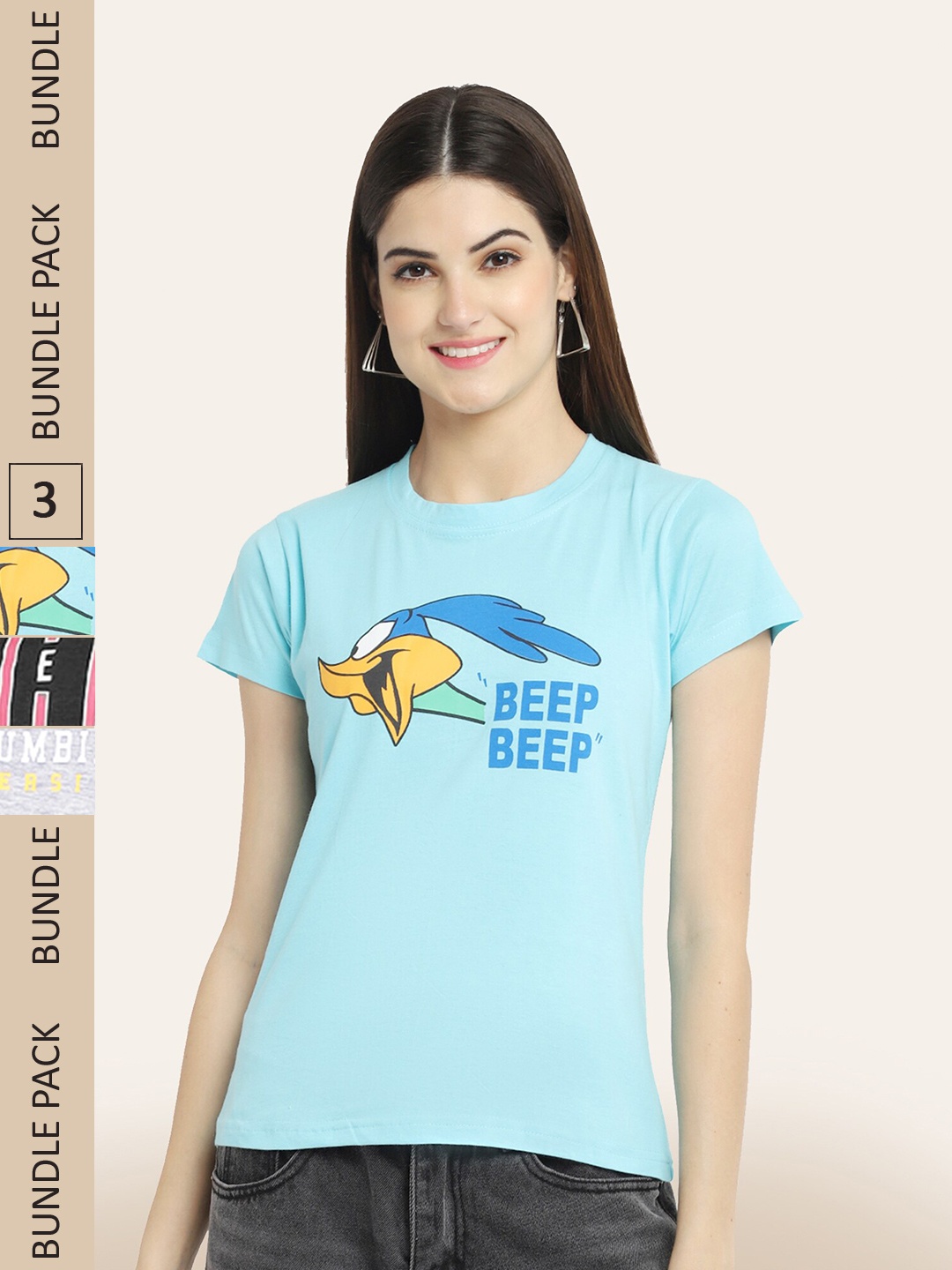 

BAESD Pack Of 3 Typography Printed Casual Cotton T-shirts, Grey