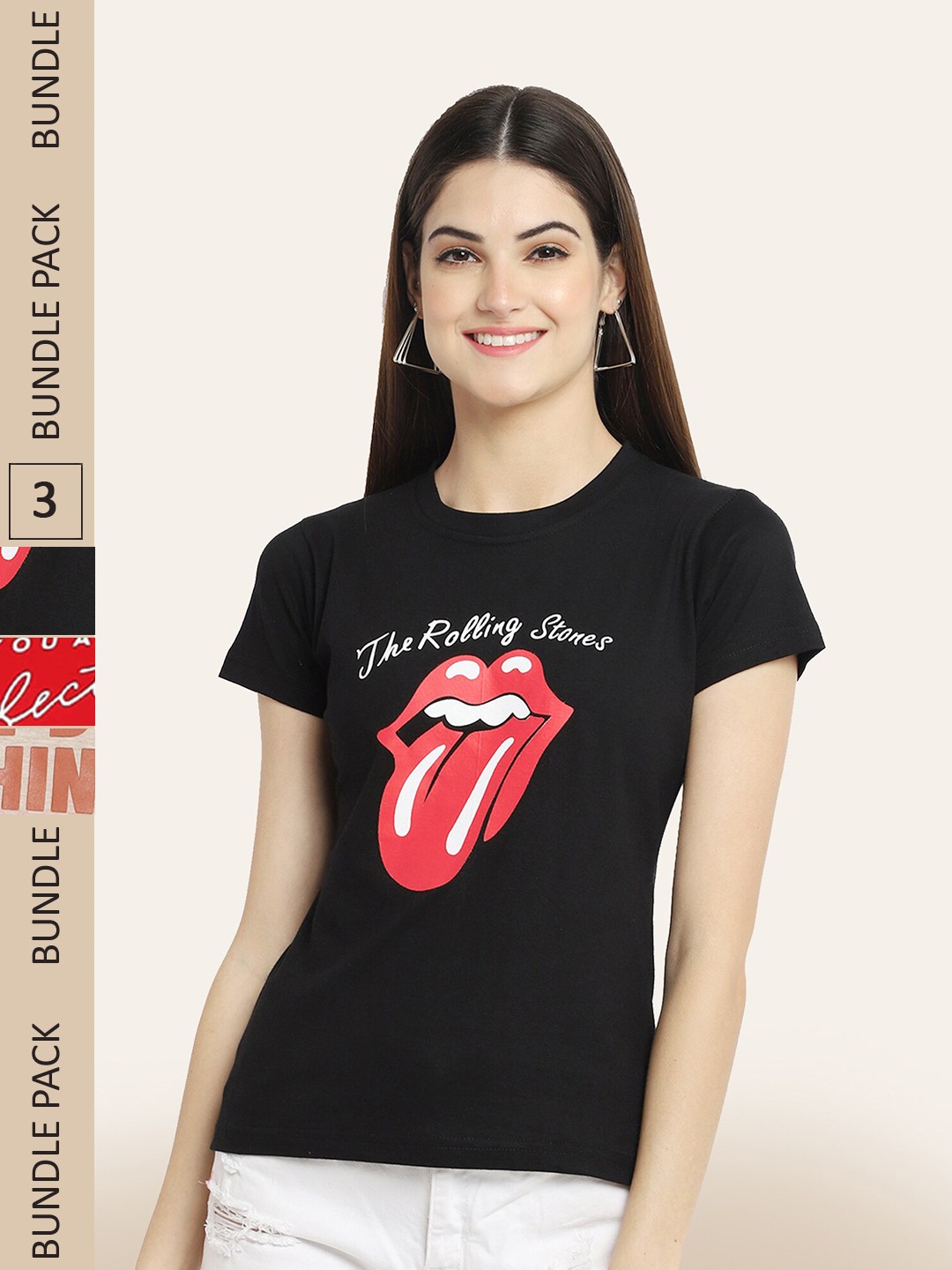 

BAESD Pack Of 3 Graphic Printed Cotton T-Shirt, Black