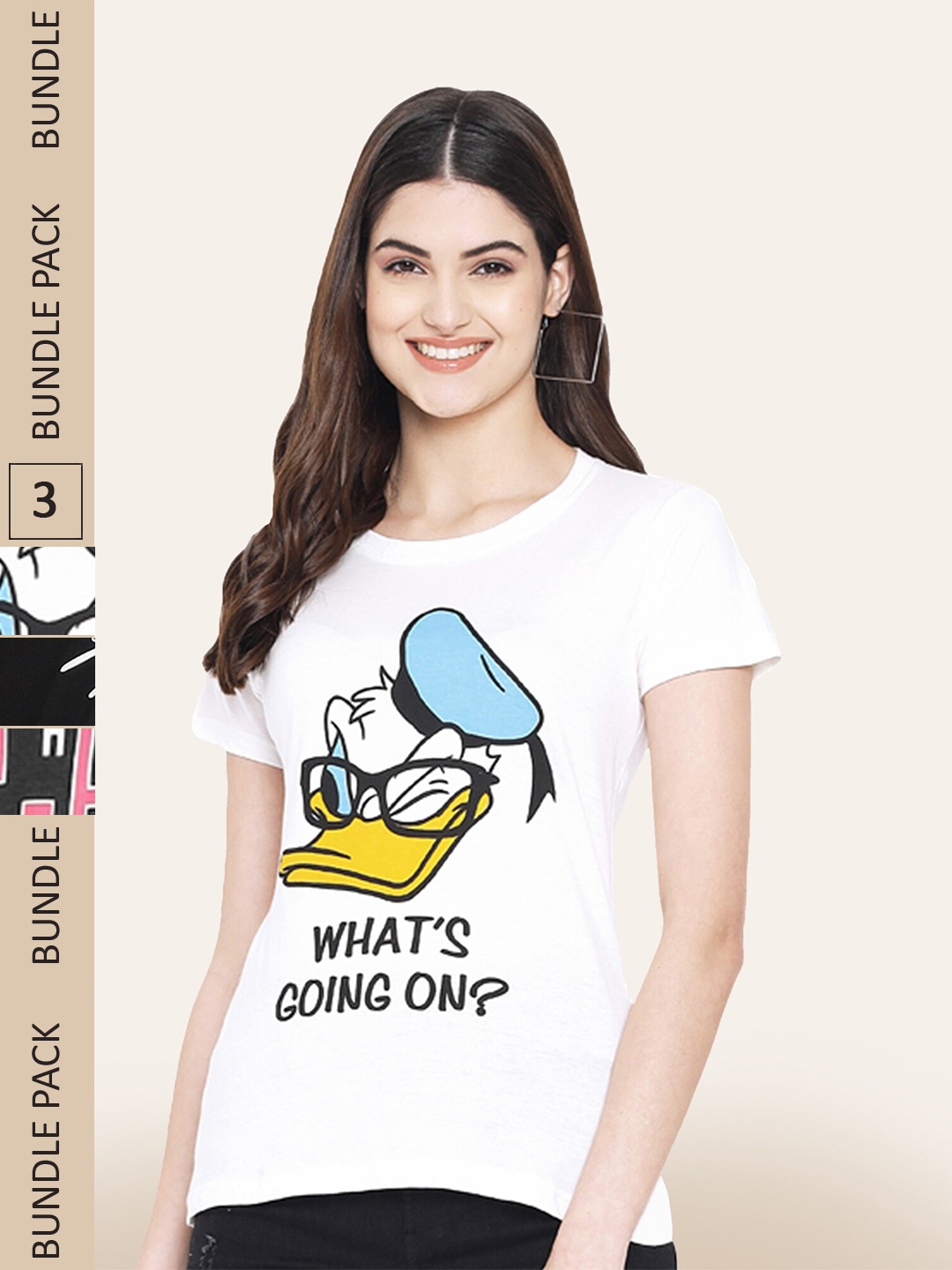 

BAESD Pack Of 3 Graphic Printed Cotton T-shirt, White