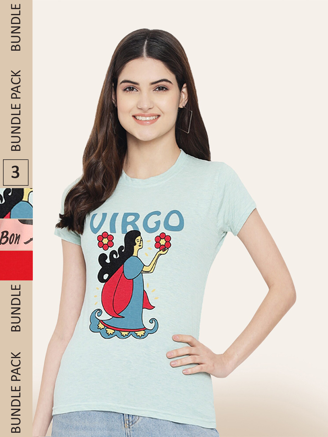 

BAESD Pack Of 3 Graphic Printed Short Sleeves Cotton T-shirt, Red