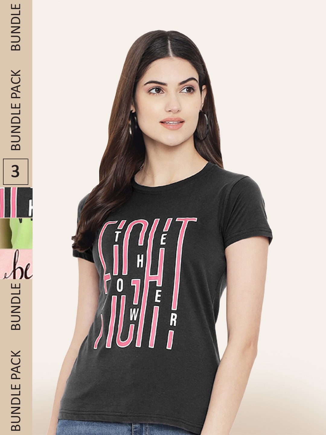 

BAESD Pack Of 3 Printed Cotton T-shirt, Black