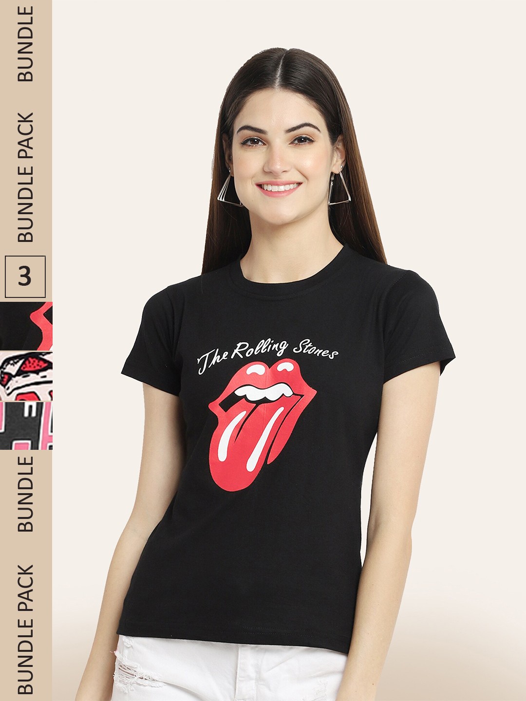 

BAESD Pack Of 3 Typography Printed Cotton T-shirt, Black