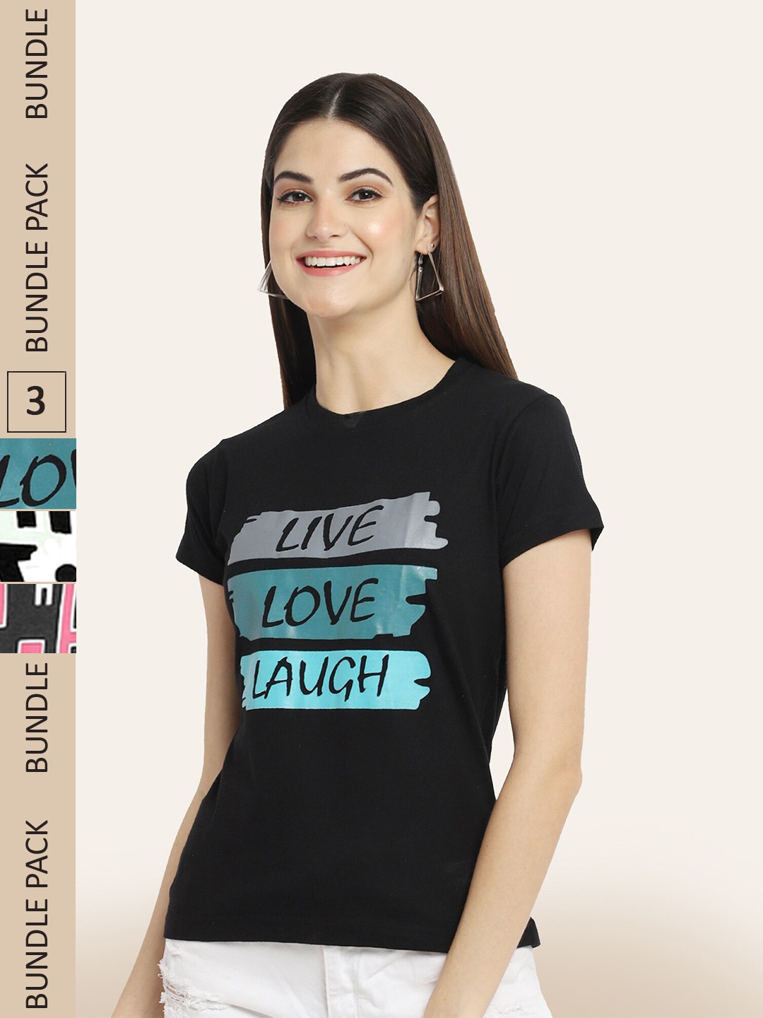 BAESD Pack Of 3 Printed Casual Cotton T-shirts, Charcoal