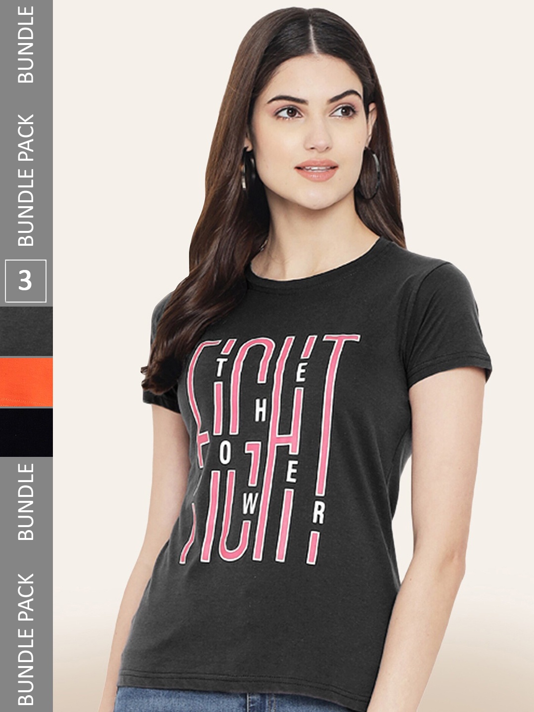 

BAESD Pack Of 3 Typography Printed Cotton T-Shirt, Black