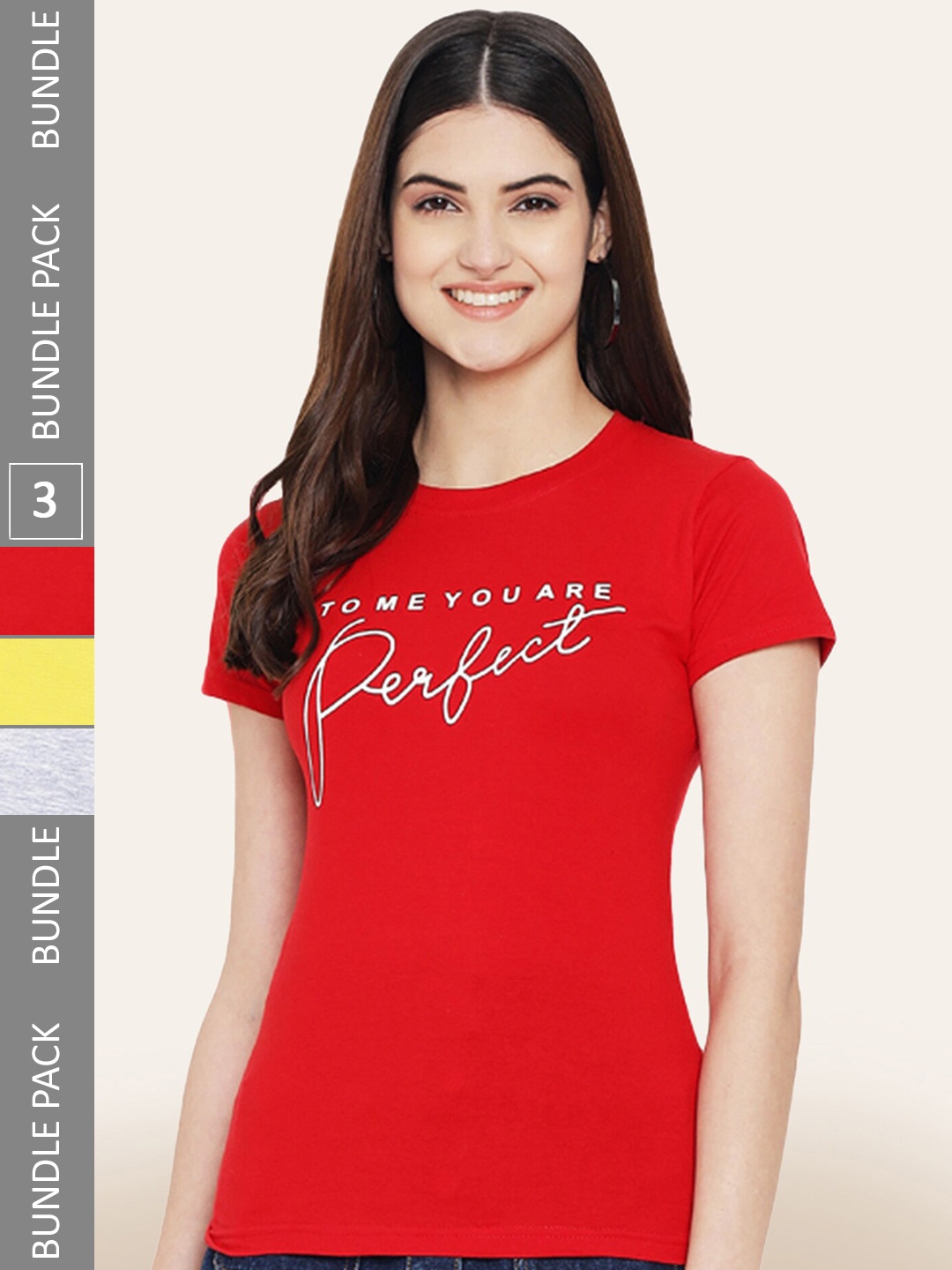 

BAESD Pack Of 3 Printed Cotton T-shirts, Red