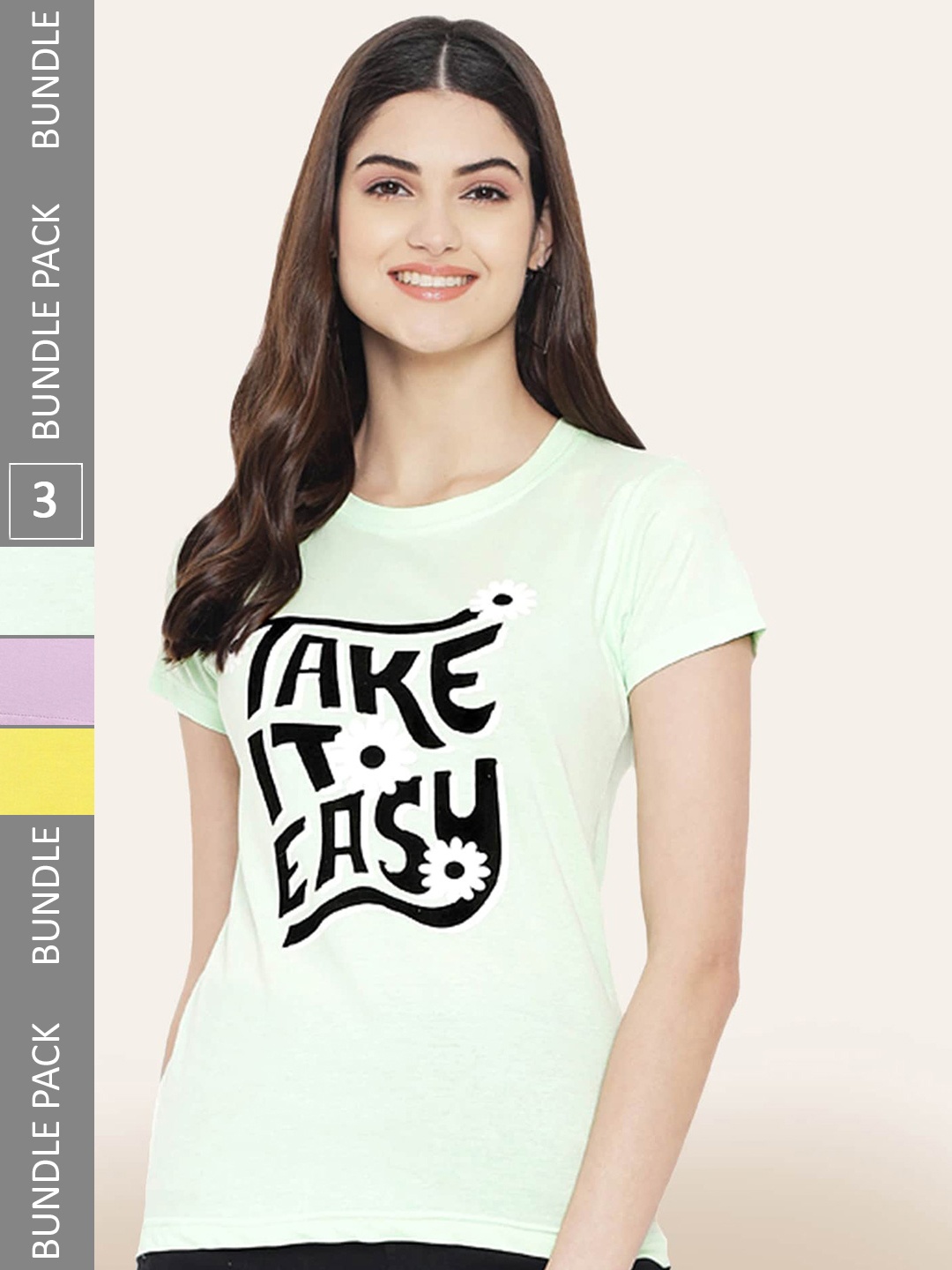 

BAESD Pack Of 3 Printed Cotton T-shirt, Green
