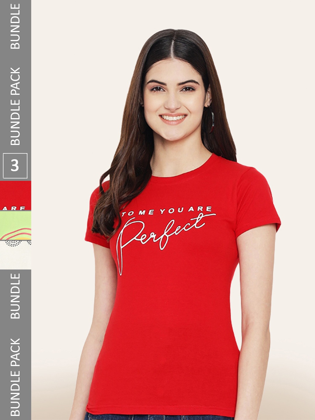 

BAESD Pack of 3 Printed Cotton T-shirts, Red