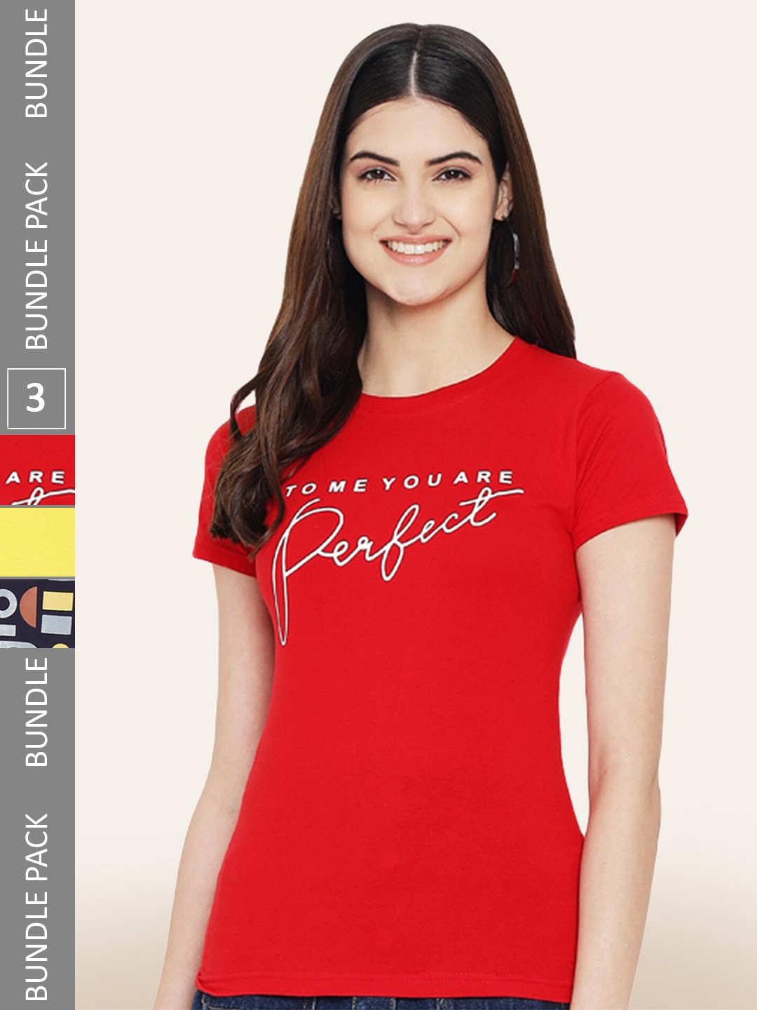 

BAESD Pack Of 3 Printed Cotton T-shirts, Red