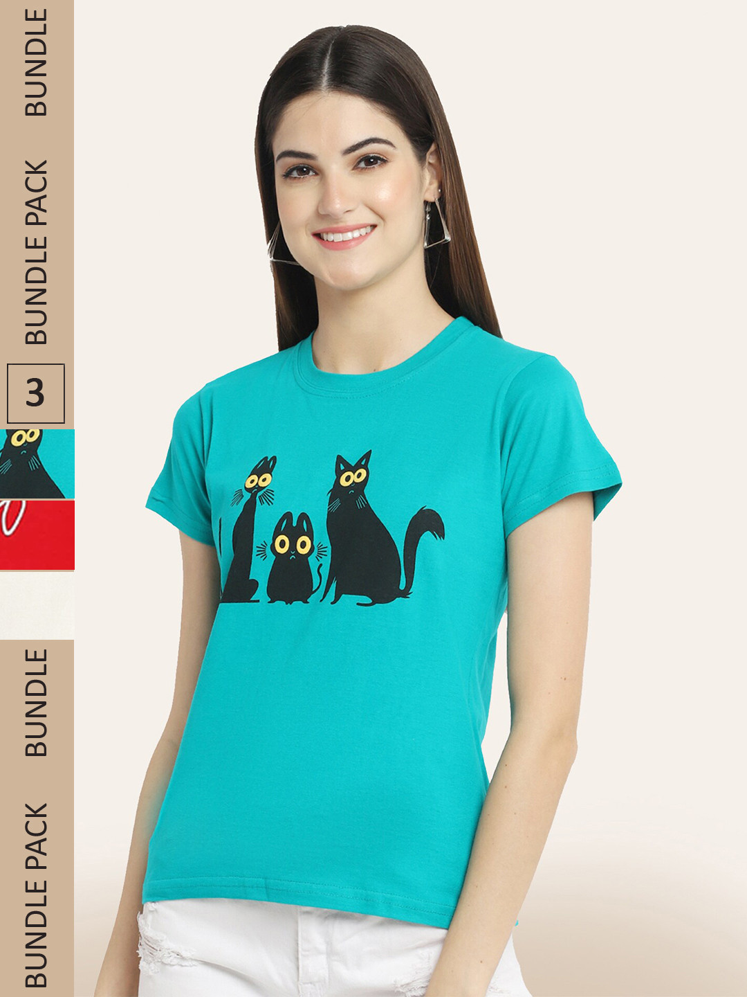 

BAESD Pack Of 3 Printed Cotton T-shirts, Blue