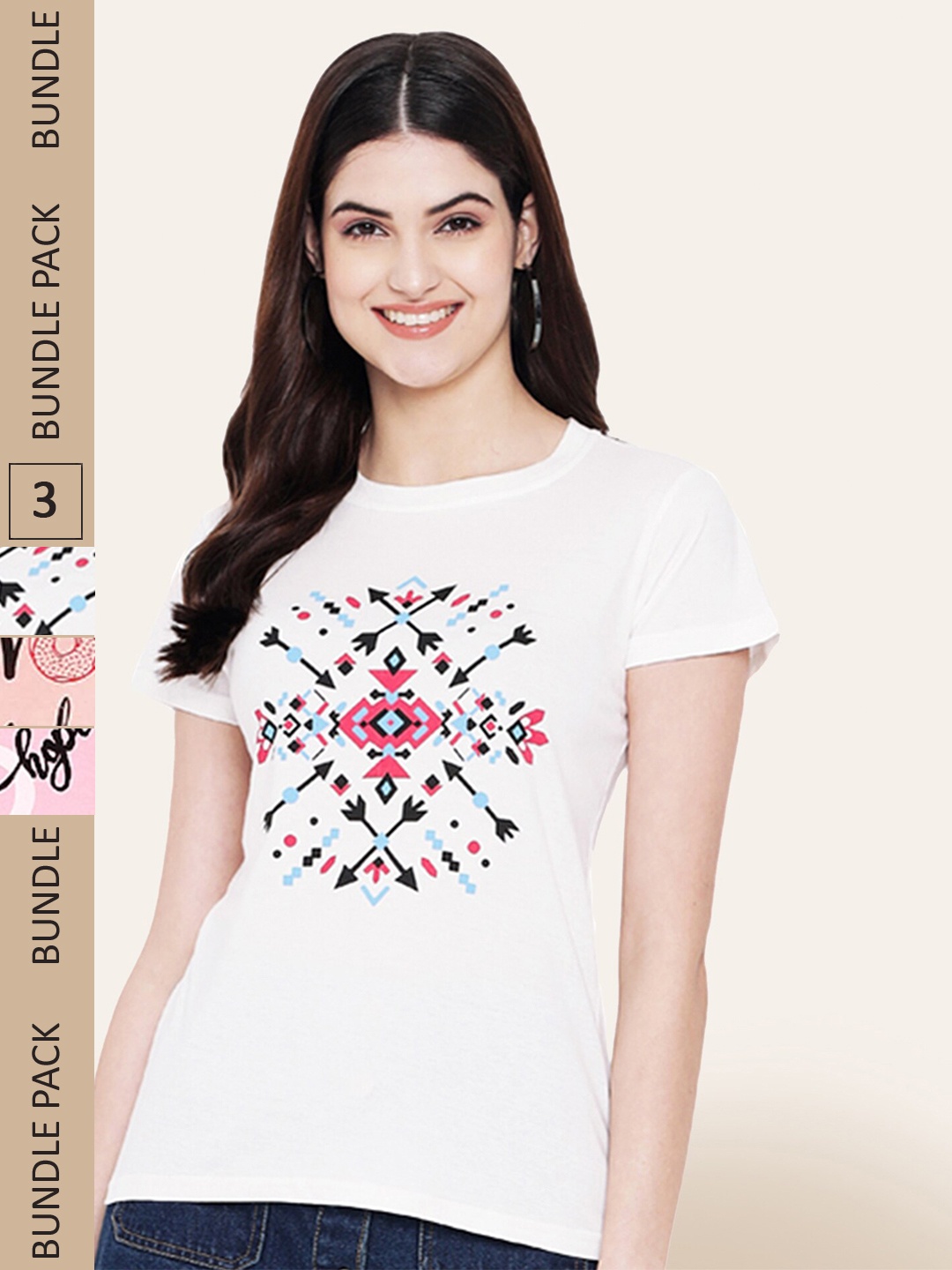 

BAESD Pack Of 3 Graphic Printed Cotton T-shirt, White