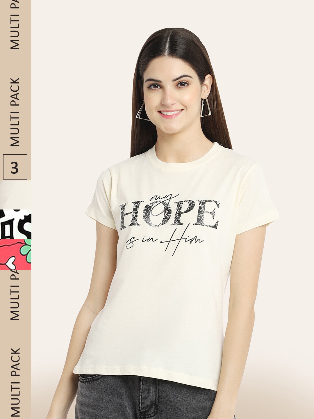 BAESD Pack Of 3 Typography Printed Cotton T-Shirt, Yellow