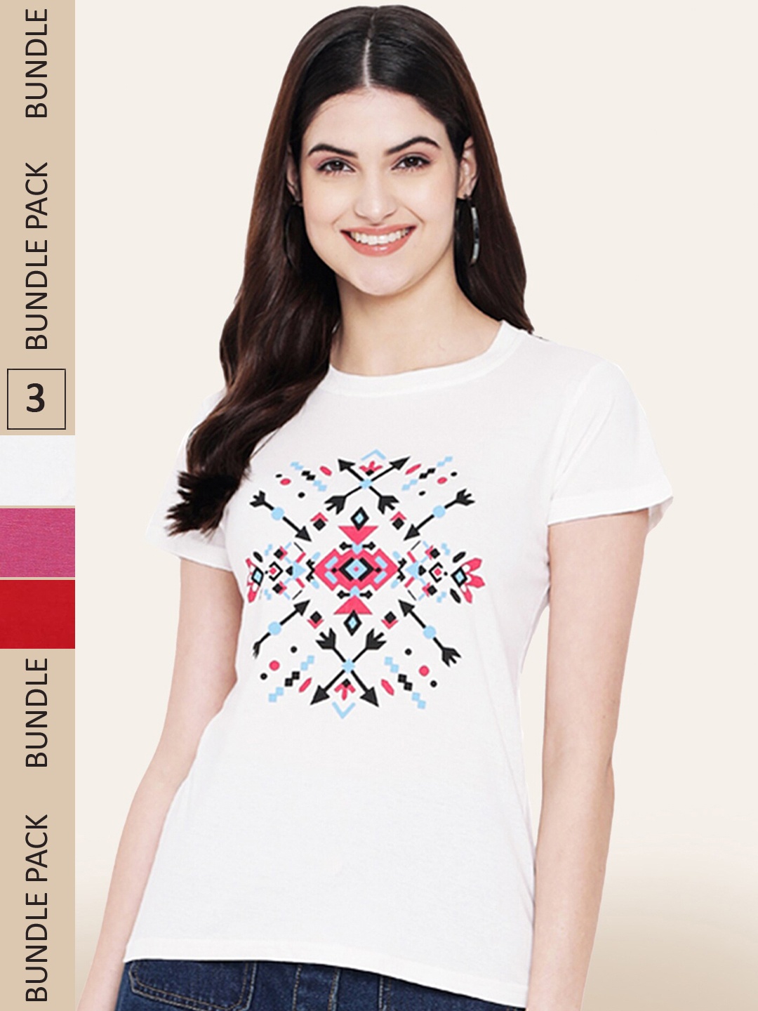 

BAESD Pack Of 3 Printed Cotton T-shirts, White