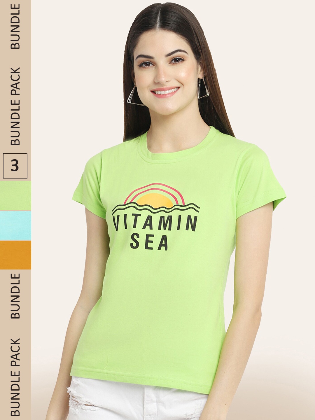 BAESD Pack Of 3 Printed Cotton T-shirts, Green