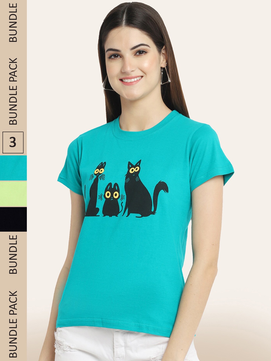 

BAESD Pack Of 3 Typography Printed Cotton T-shirts, Blue