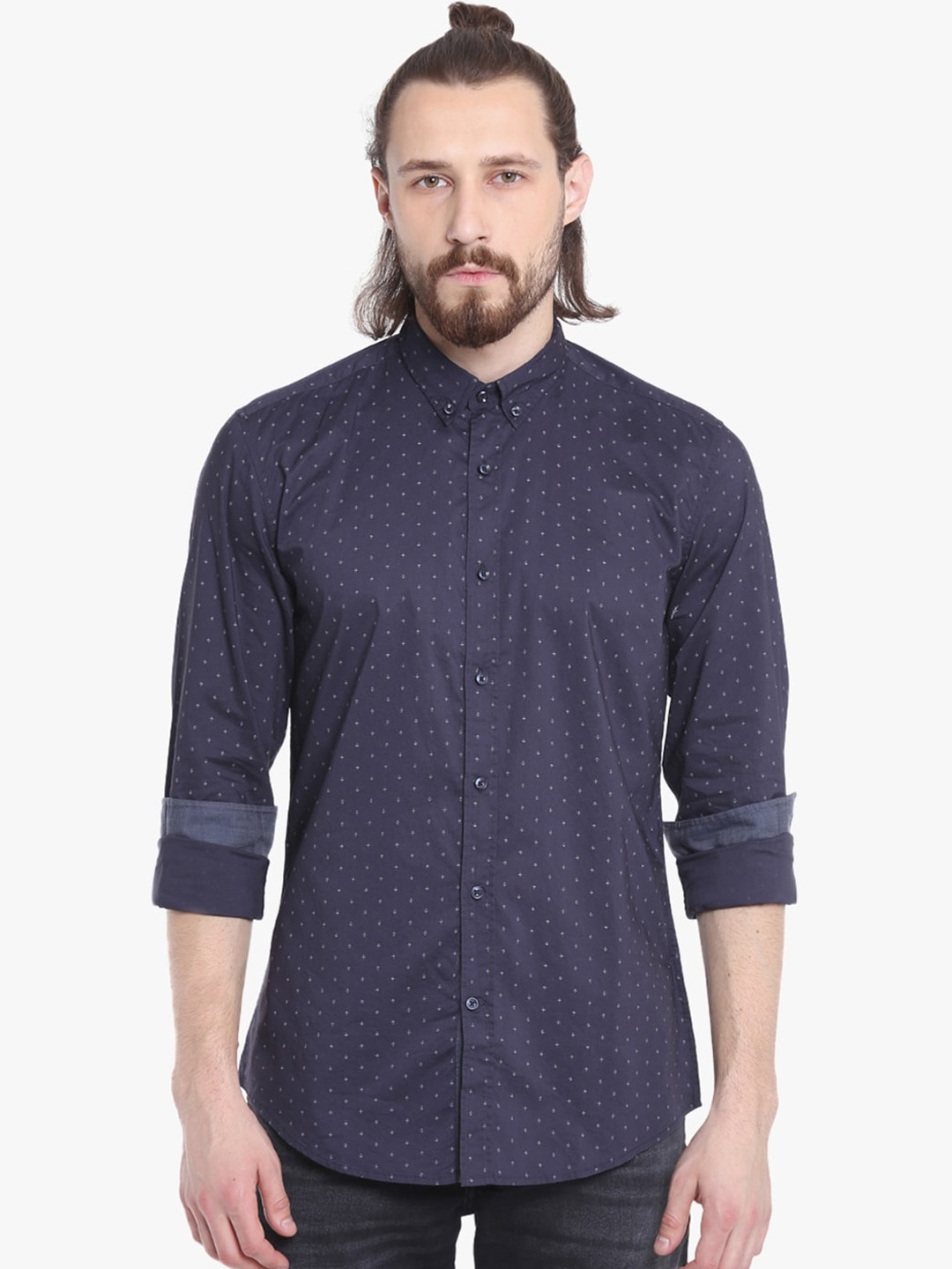 

Antony Morato Men Purple Classic Slim Fit Self Design Casual Shirt