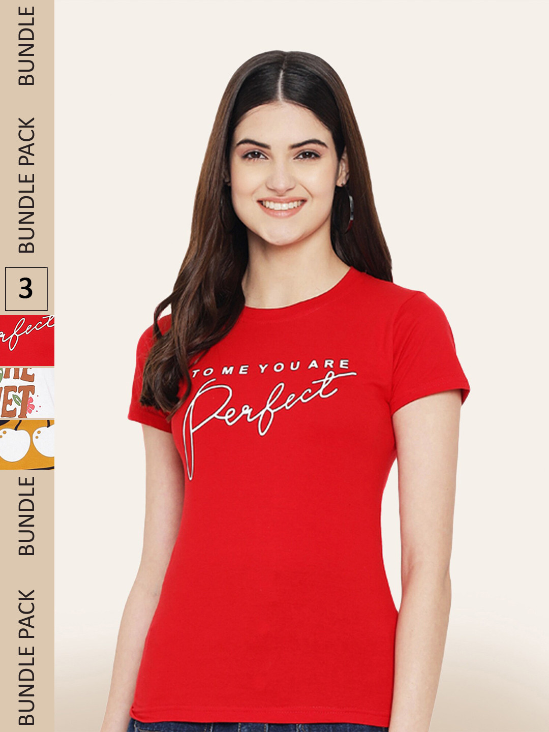 

BAESD Pack Of 3 Typography Printed Cotton T-shirt, Red