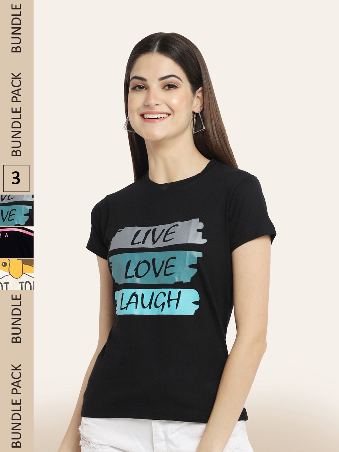 

BAESD Pack Of 3 Printed Cotton T-shirts, Black