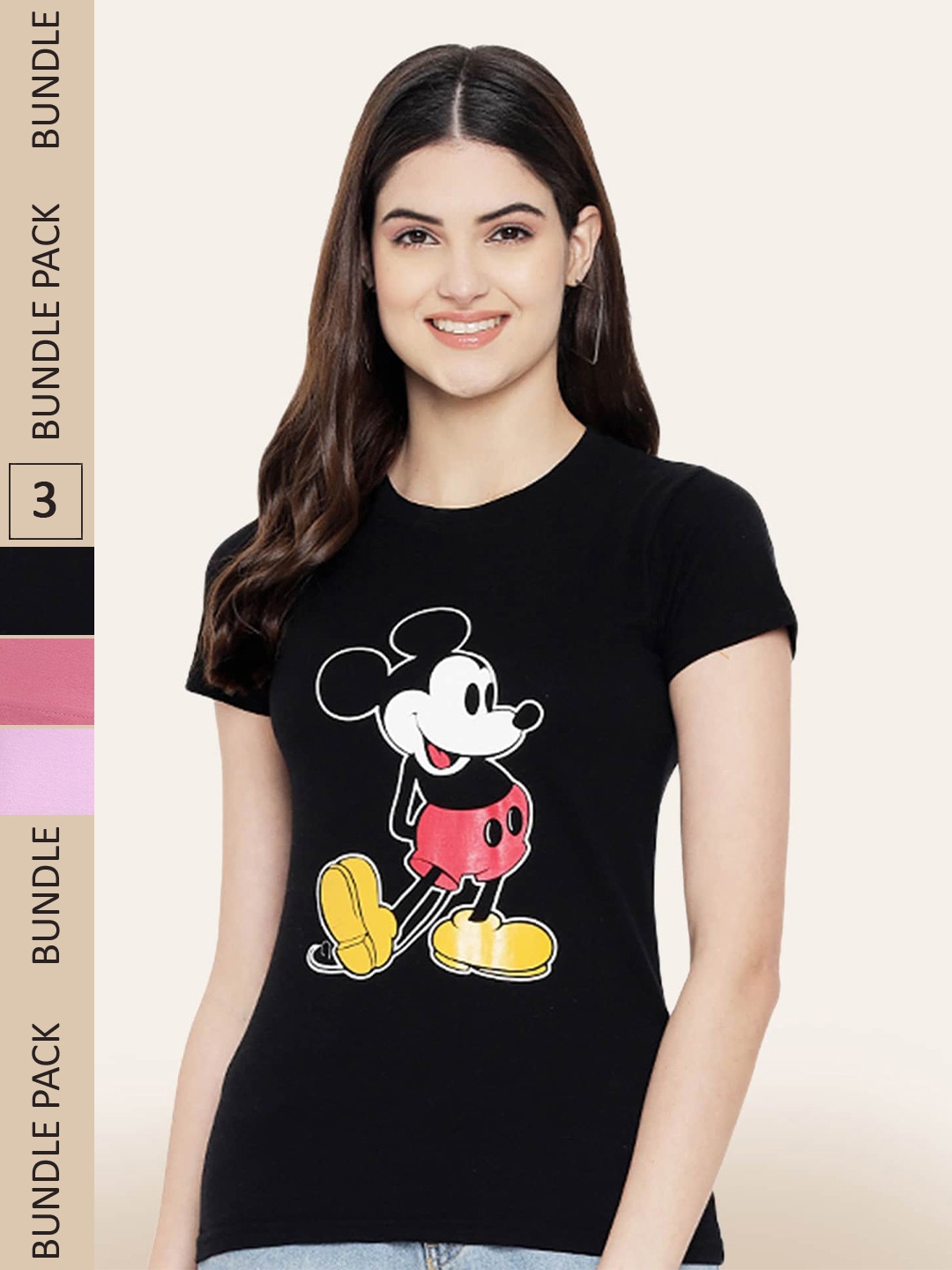 

BAESD Pack Of 3 Printed Cotton T-shirt, Black