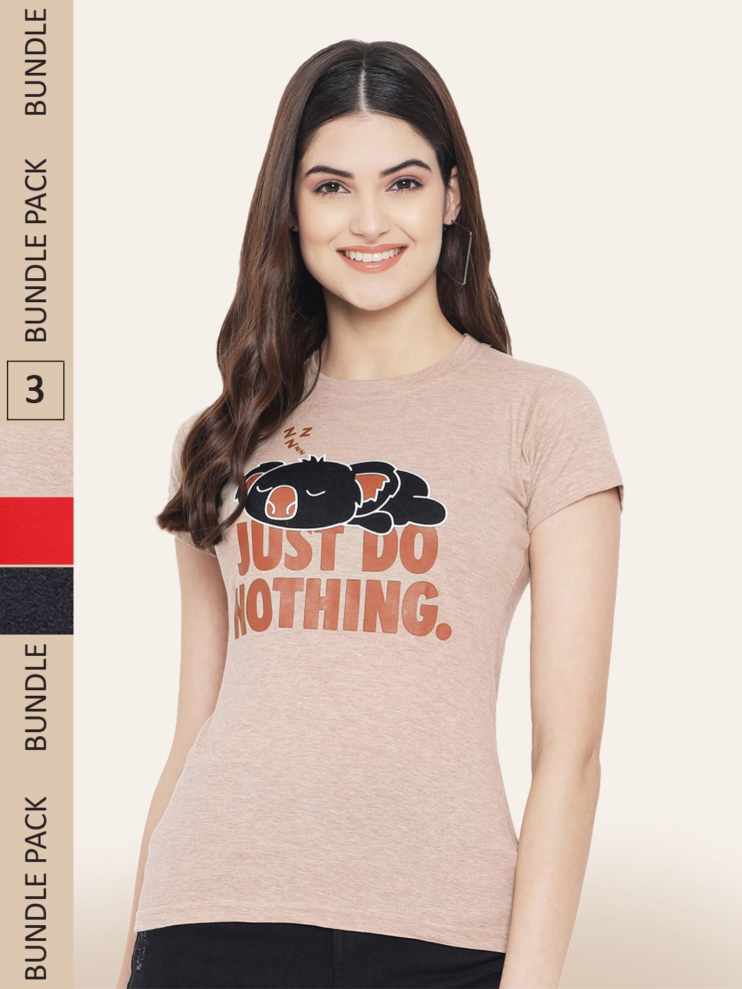 

BAESD Pack Of 3 Printed Casual Cotton T-shirts, Charcoal