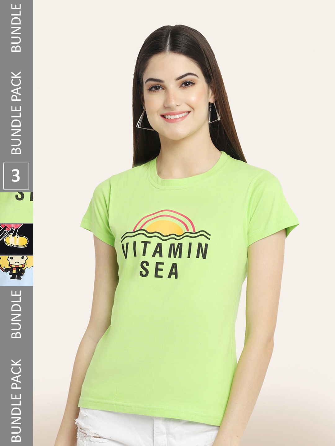 

BAESD Pack of 3 Printed Cotton T-shirts, Green