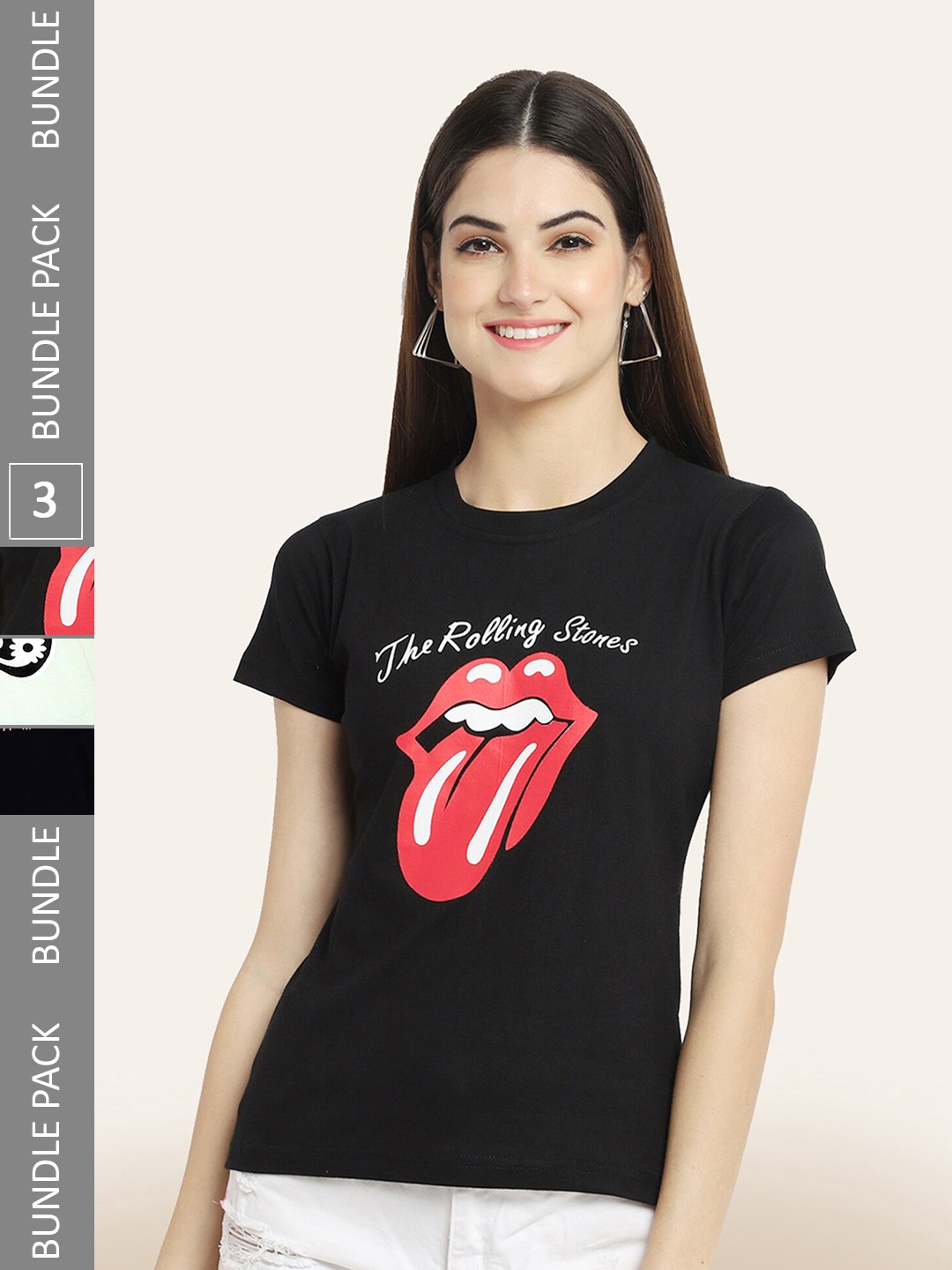 

BAESD Pack Of 3 Typography Printed Cotton T-shirts, Black