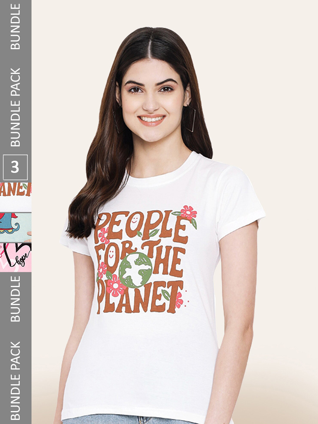 

BAESD Pack Of 3 Printed Cotton T-shirt, White