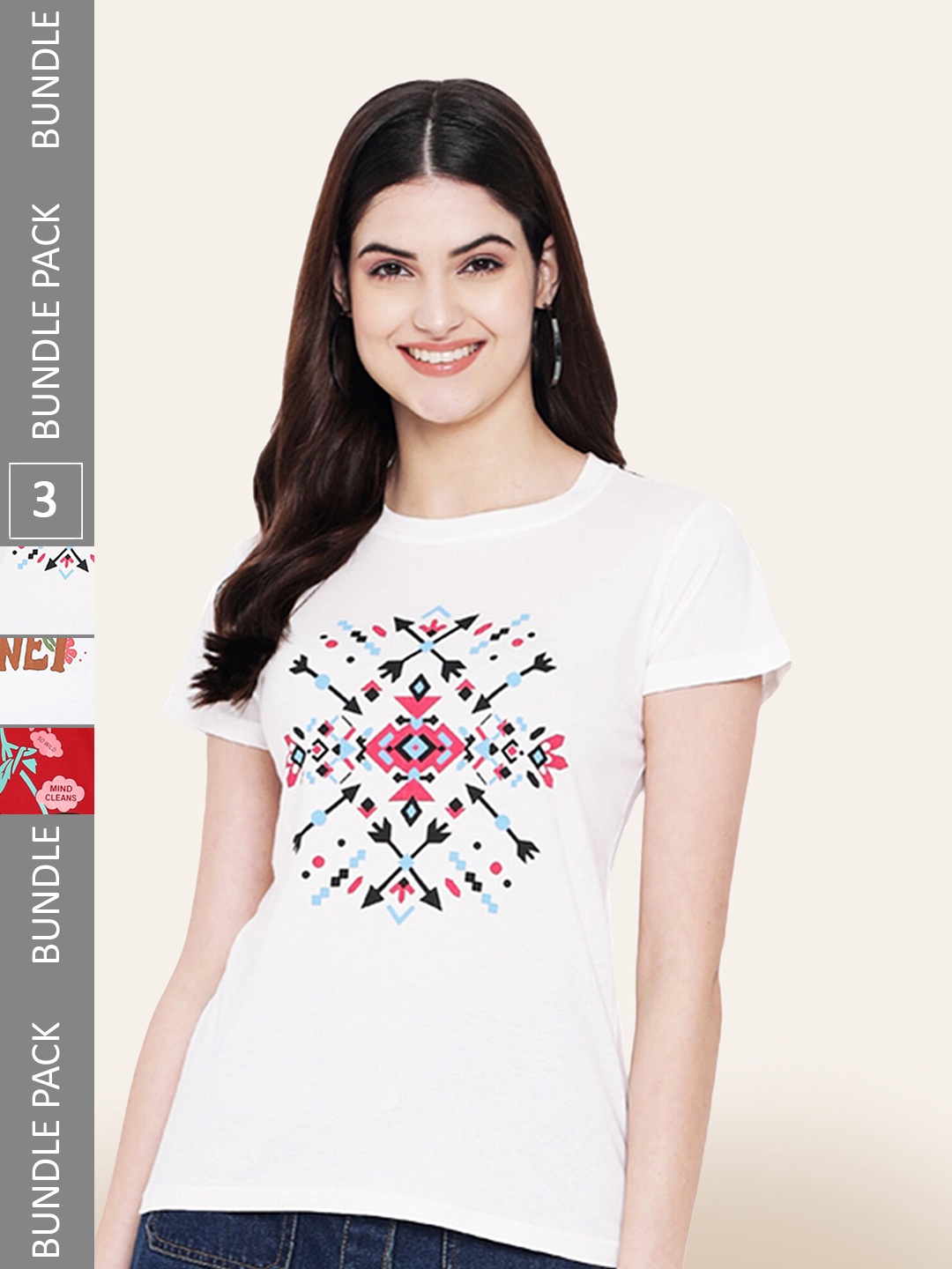 

BAESD Pack Of 3 Printed Cotton T-shirts, White