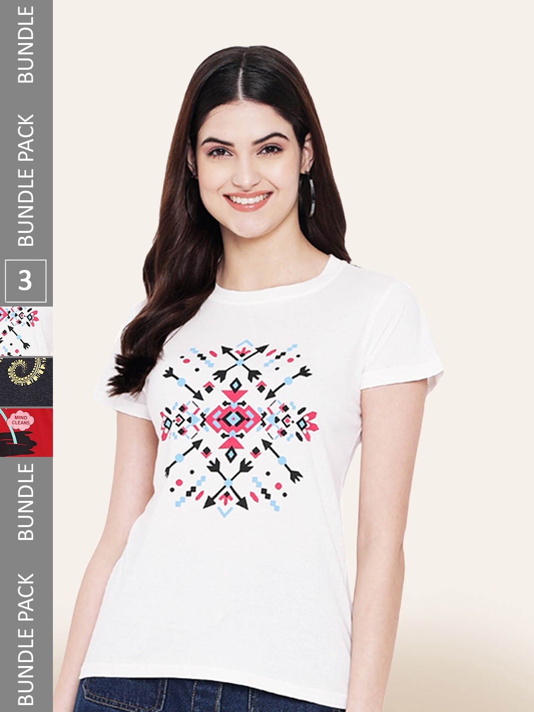 

BAESD Pack Of 3 Printed Cotton T-shirts, White