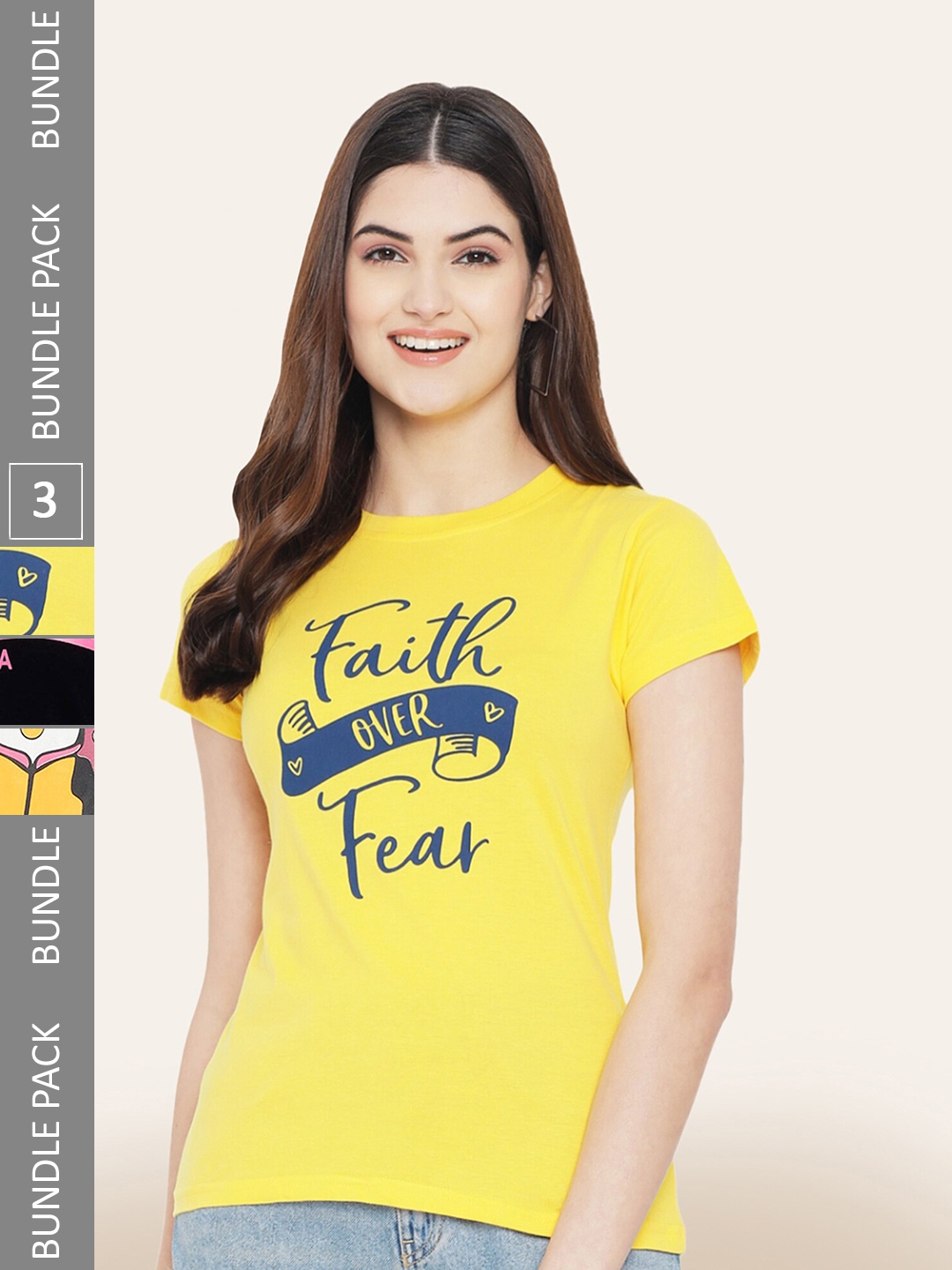 

BAESD Pack Of 3 Printed Cotton T-shirts, Yellow